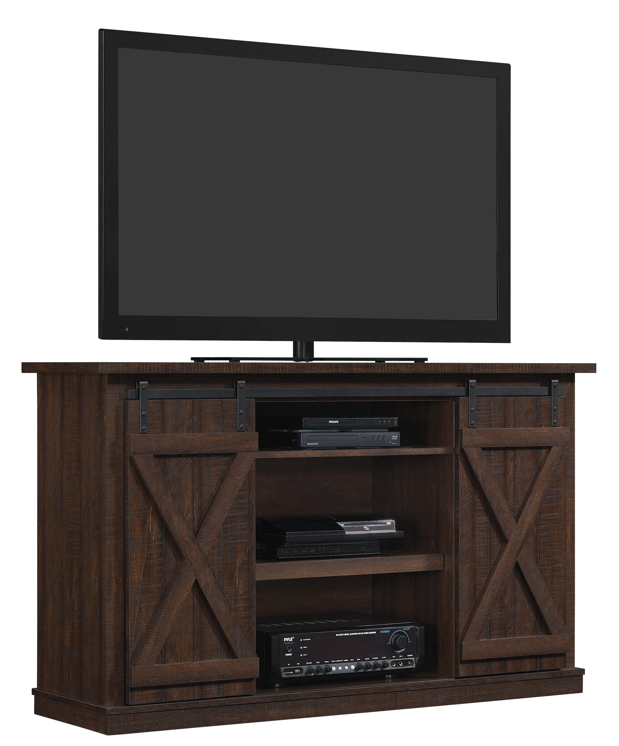 Farmhouse Sliding Barn Doors Cottonwood 54' TV Stand Media Console - Image 6