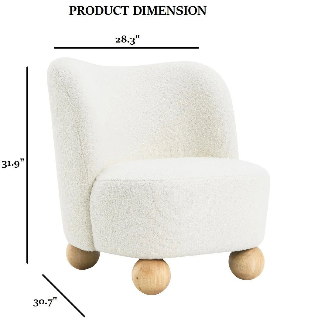 Curve Back Boucle Accent Chair with Ball Feet - Image 12