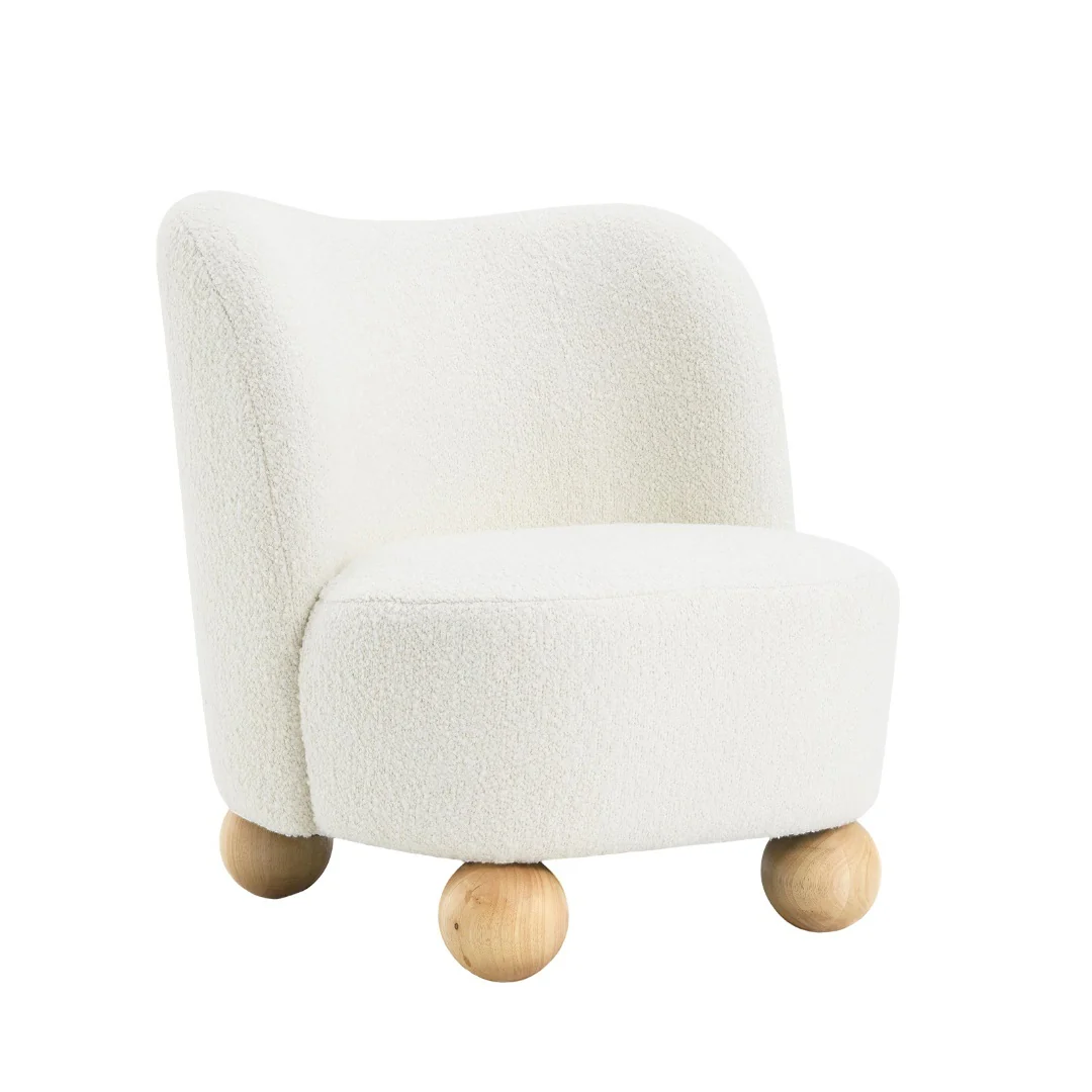 Curve Back Boucle Accent Chair with Ball Feet - Image 17