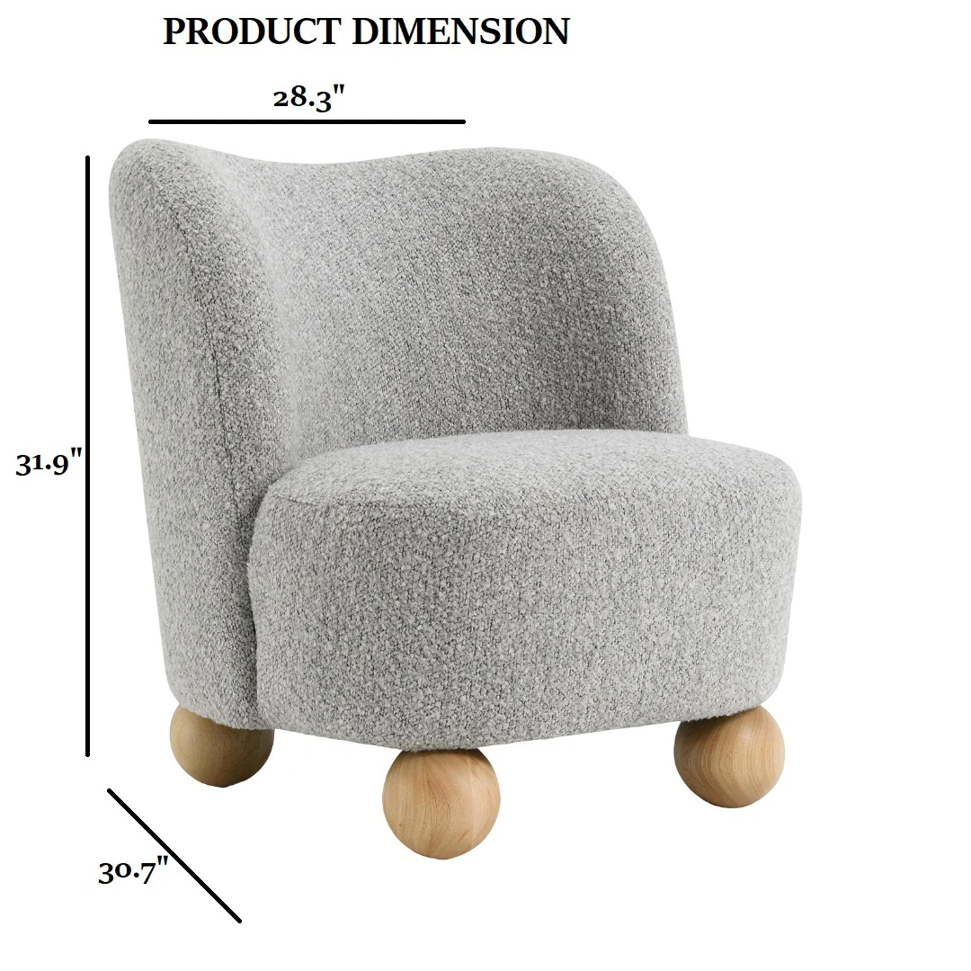 Curve Back Boucle Accent Chair with Ball Feet - Image 9