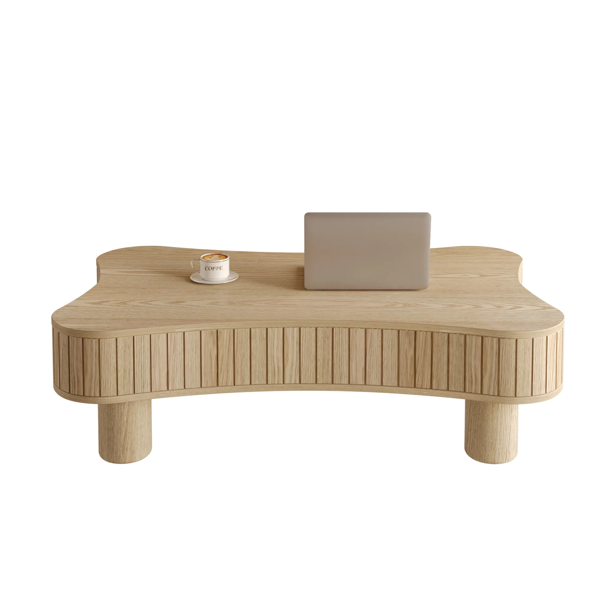 Walker Edison | Curve Design Reeded Lift Top Coffee Table and Desk - Image 13