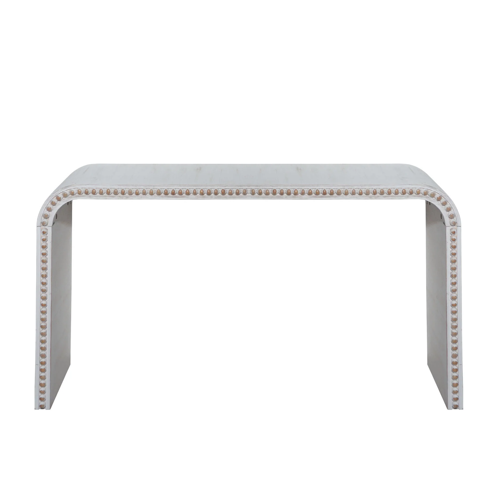 Walker Edison | Curve Design Washed White 59" Entryway Console Table - Image 2