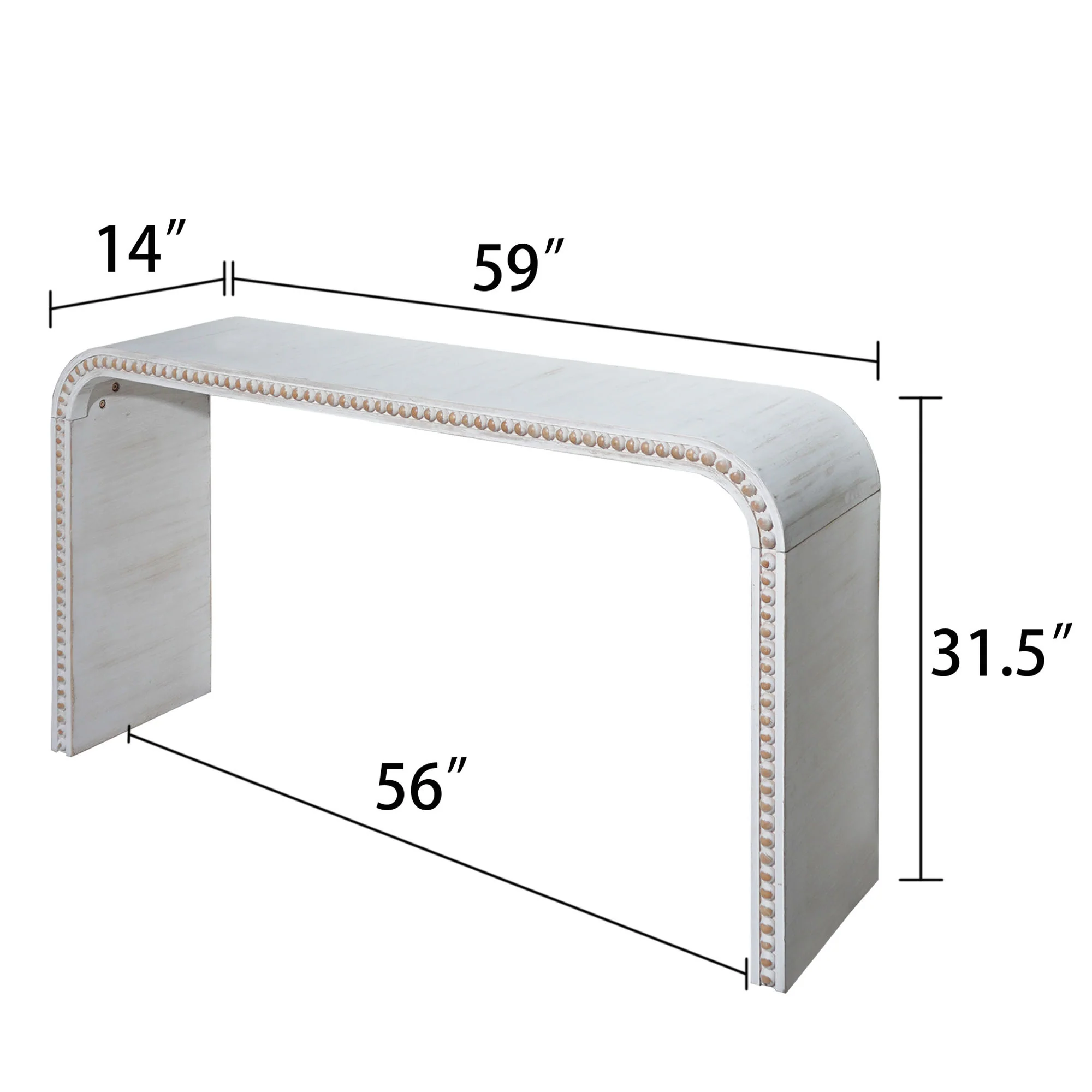 Walker Edison | Curve Design Washed White 59" Entryway Console Table - Image 6
