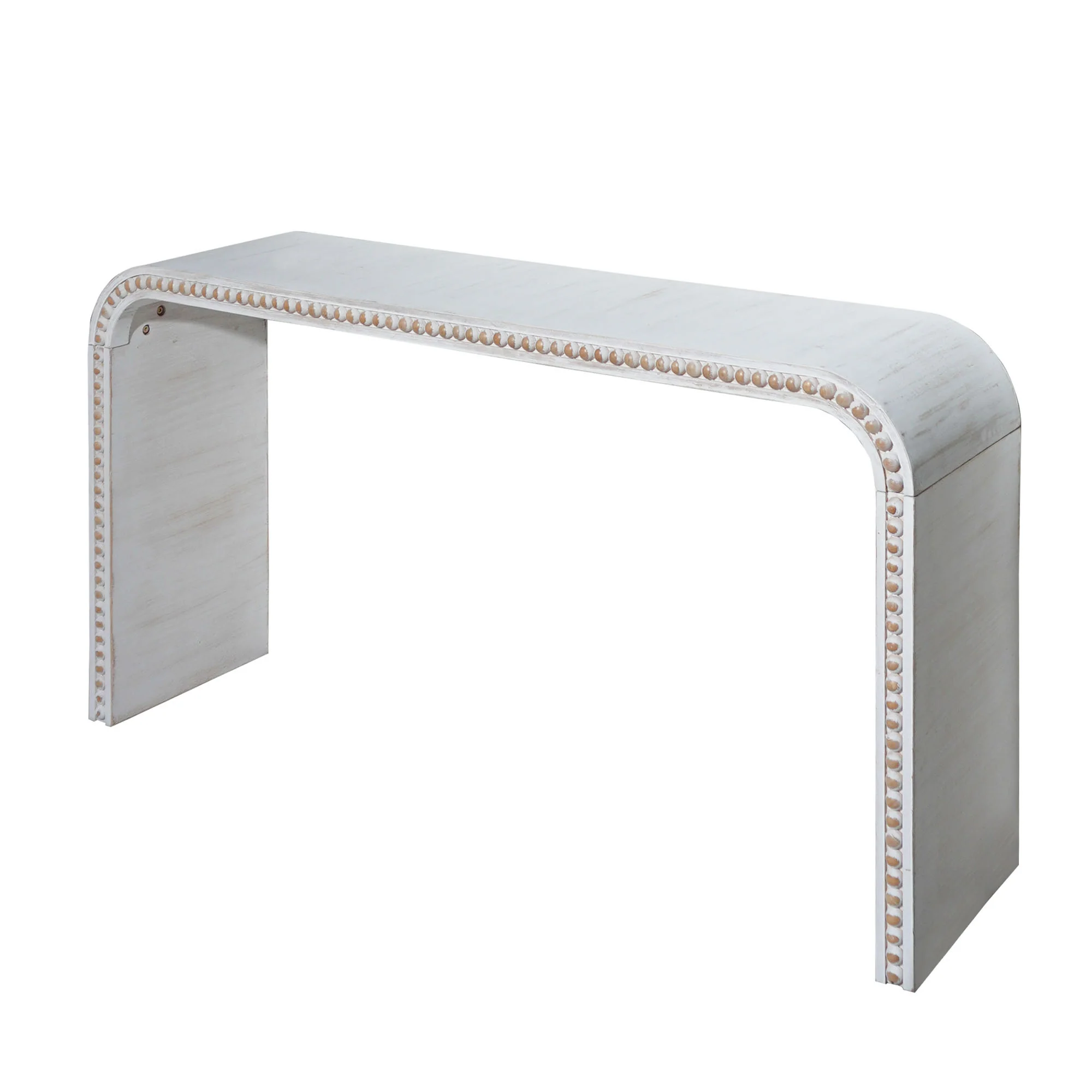 Walker Edison | Curve Design Washed White 59" Entryway Console Table - Image 7