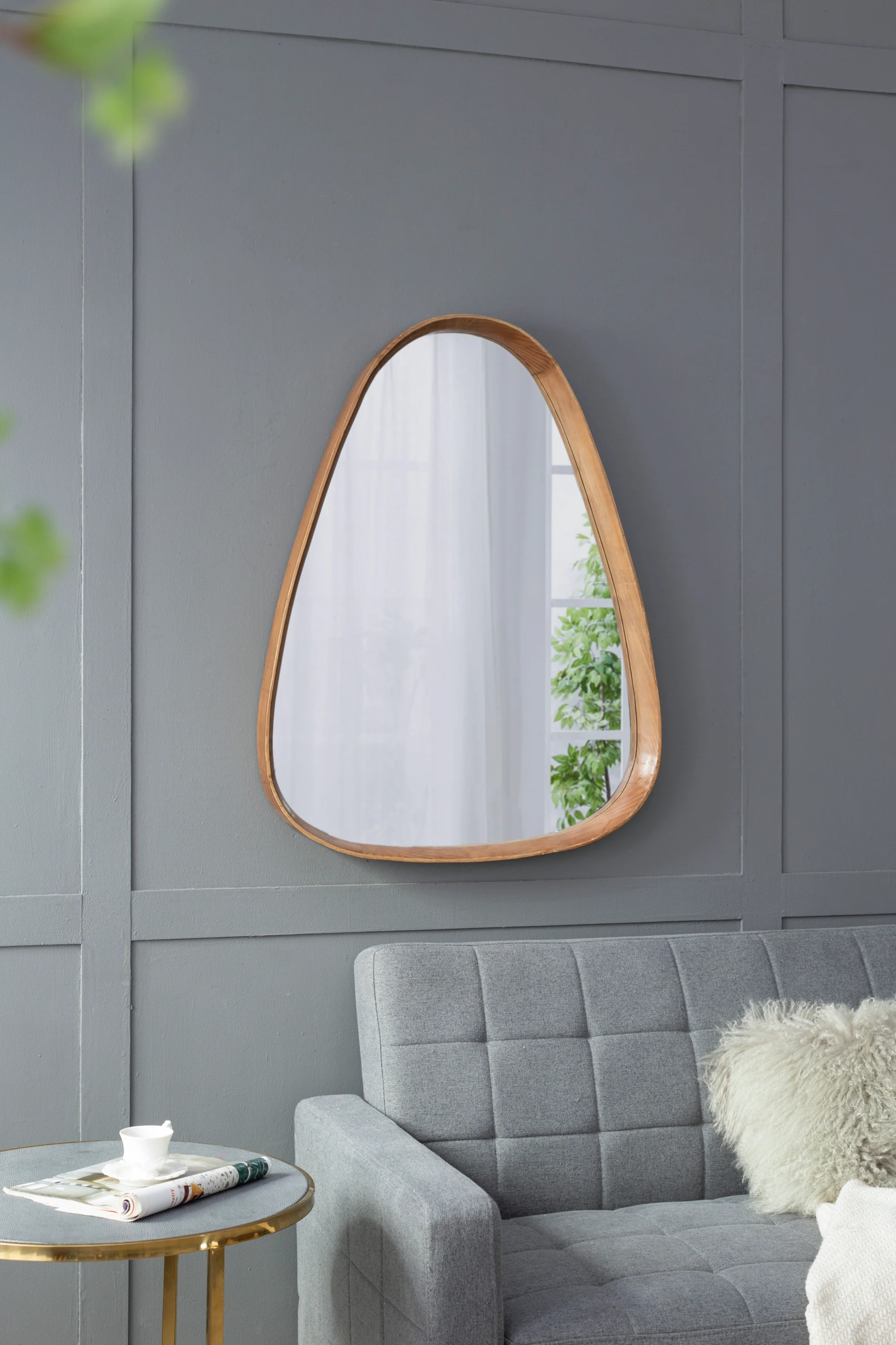 Walker Edison | Curve Design Wood Mirror - Image 11