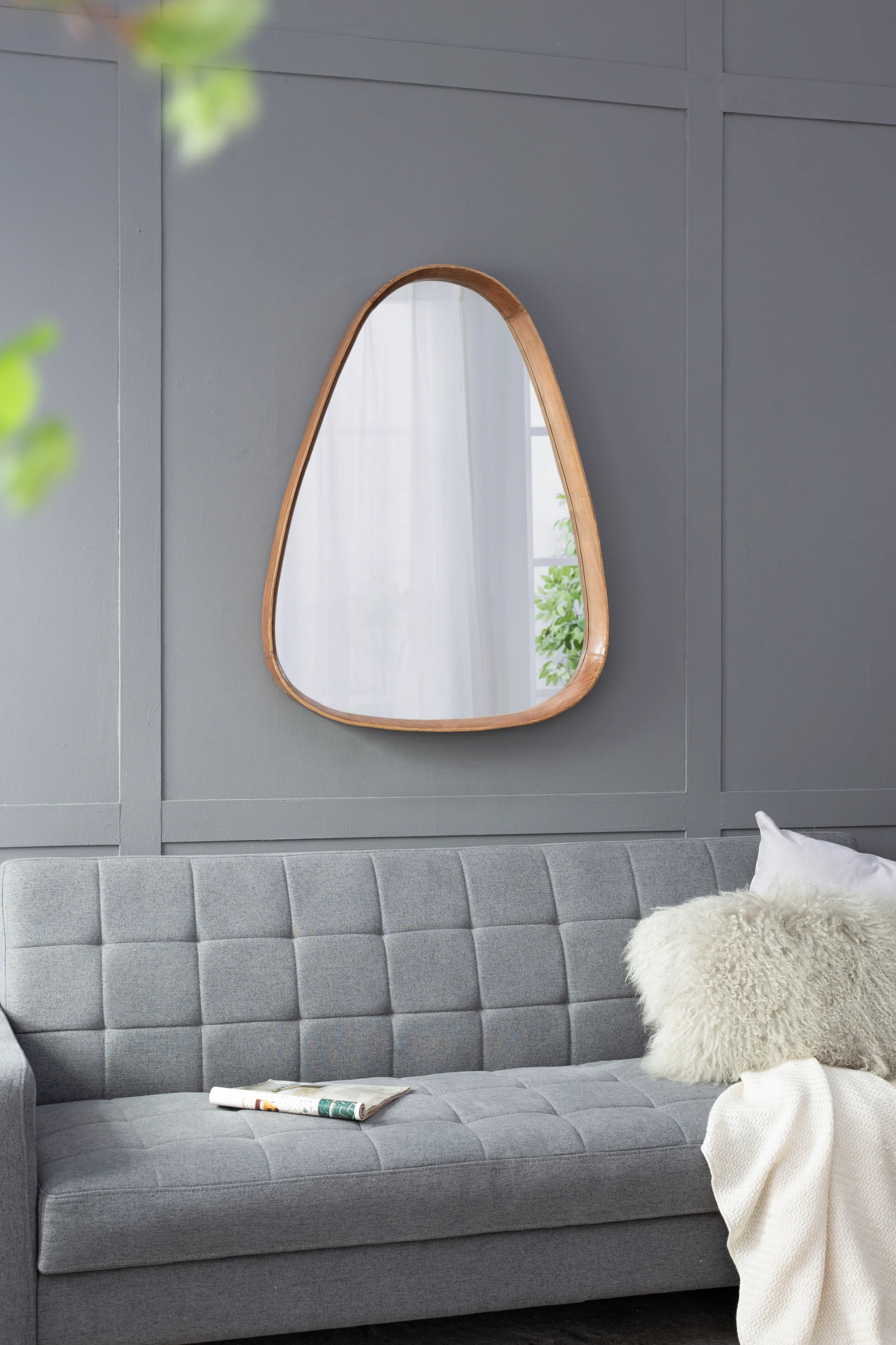 Walker Edison | Curve Design Wood Mirror - Image 5