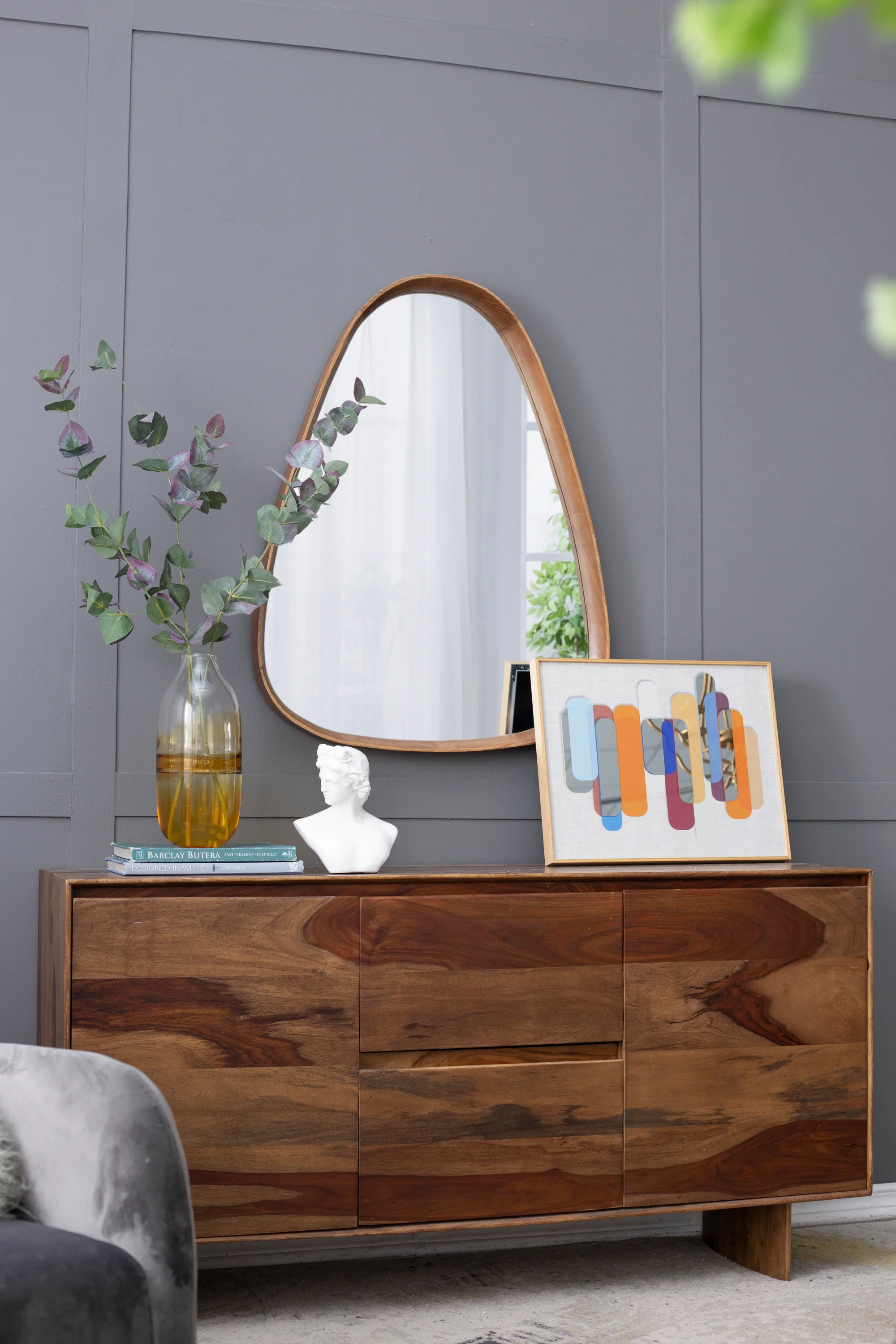 Walker Edison | Curve Design Wood Mirror - Image 7