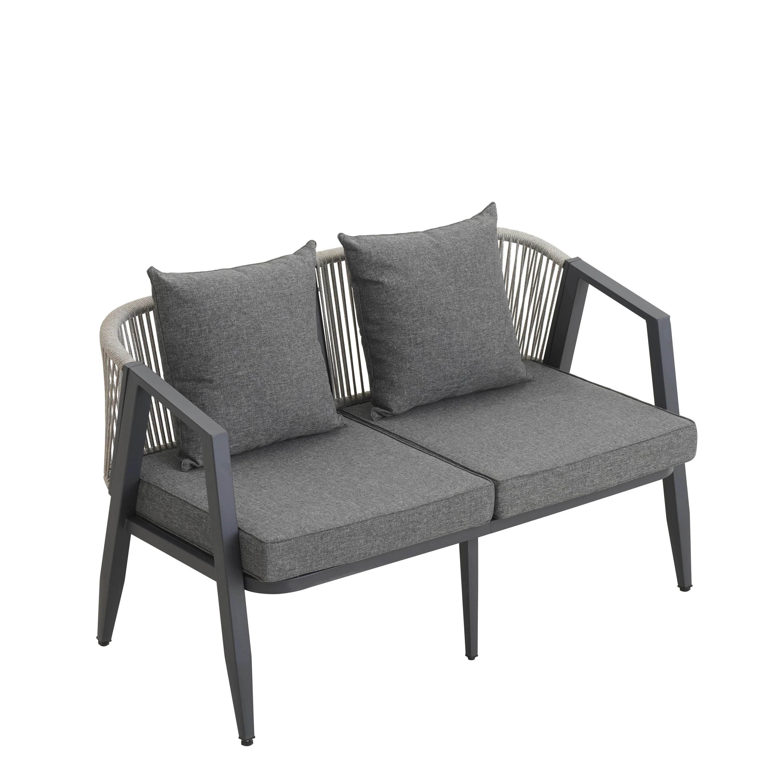 Curve Metal Rope Design Outdoor Loveseat Set - Image 10