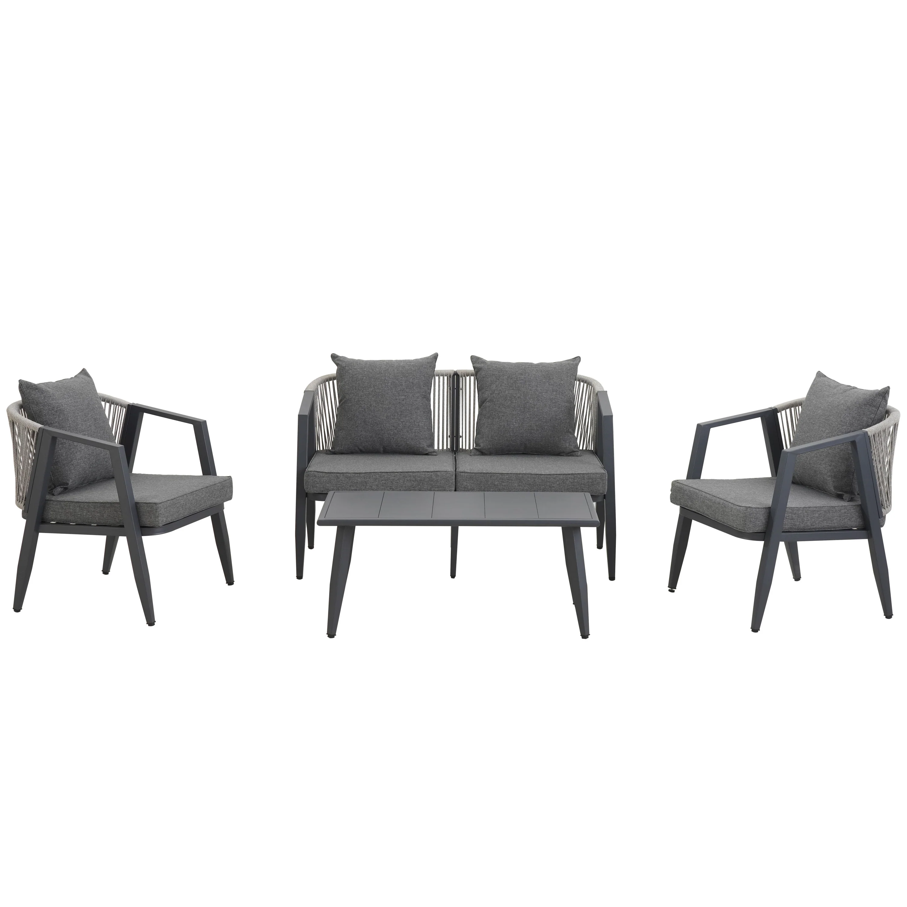 Curve Metal Rope Design Outdoor Loveseat Set - Image 4