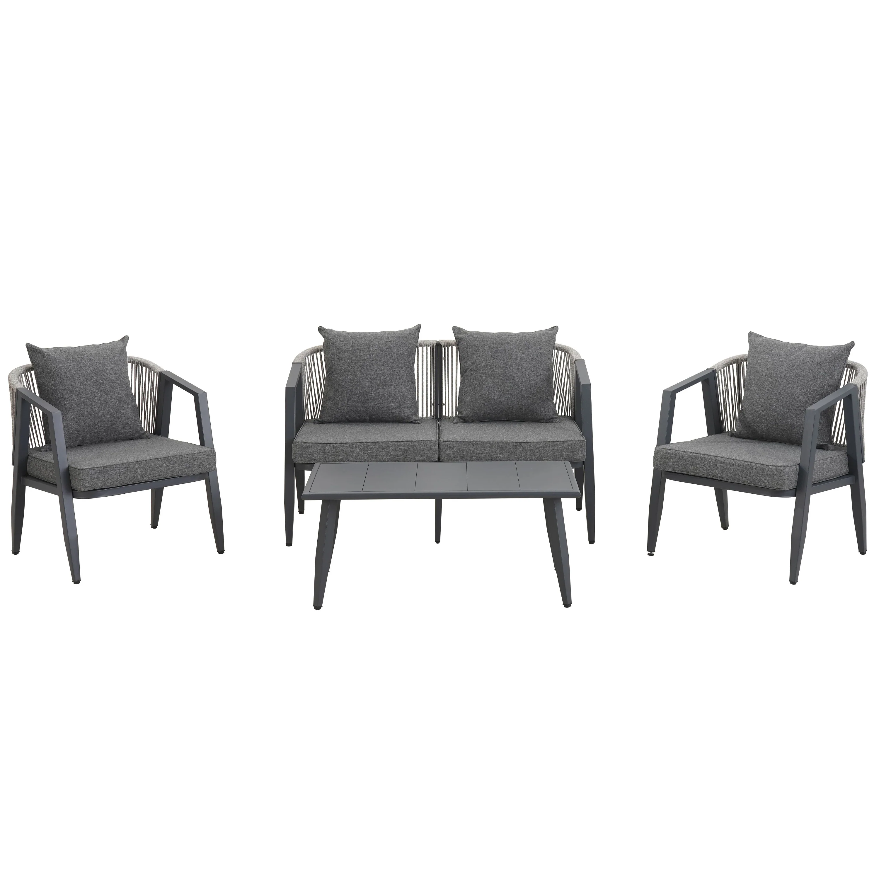 Curve Metal Rope Design Outdoor Loveseat Set - Image 5