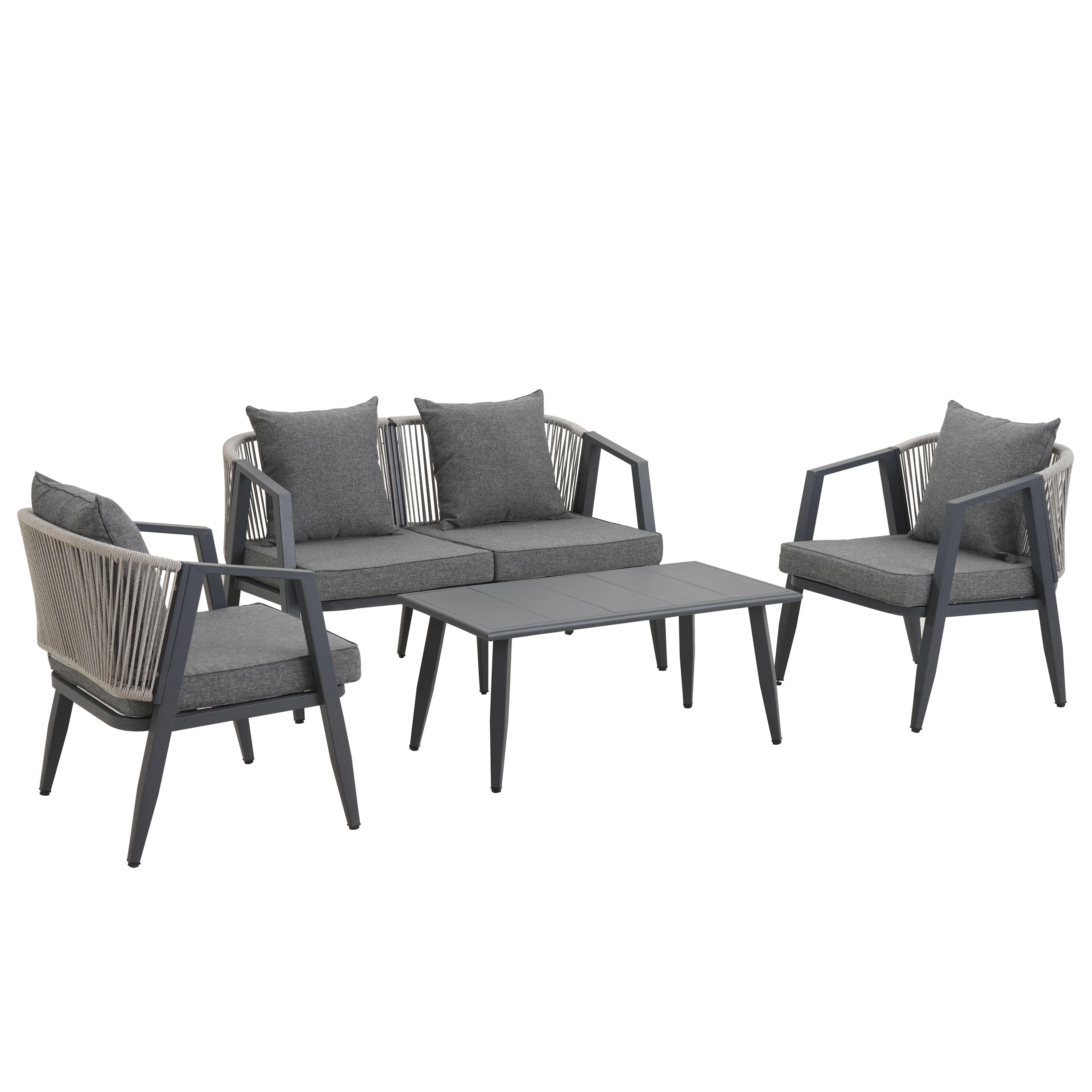 Curve Metal Rope Design Outdoor Loveseat Set - Image 6