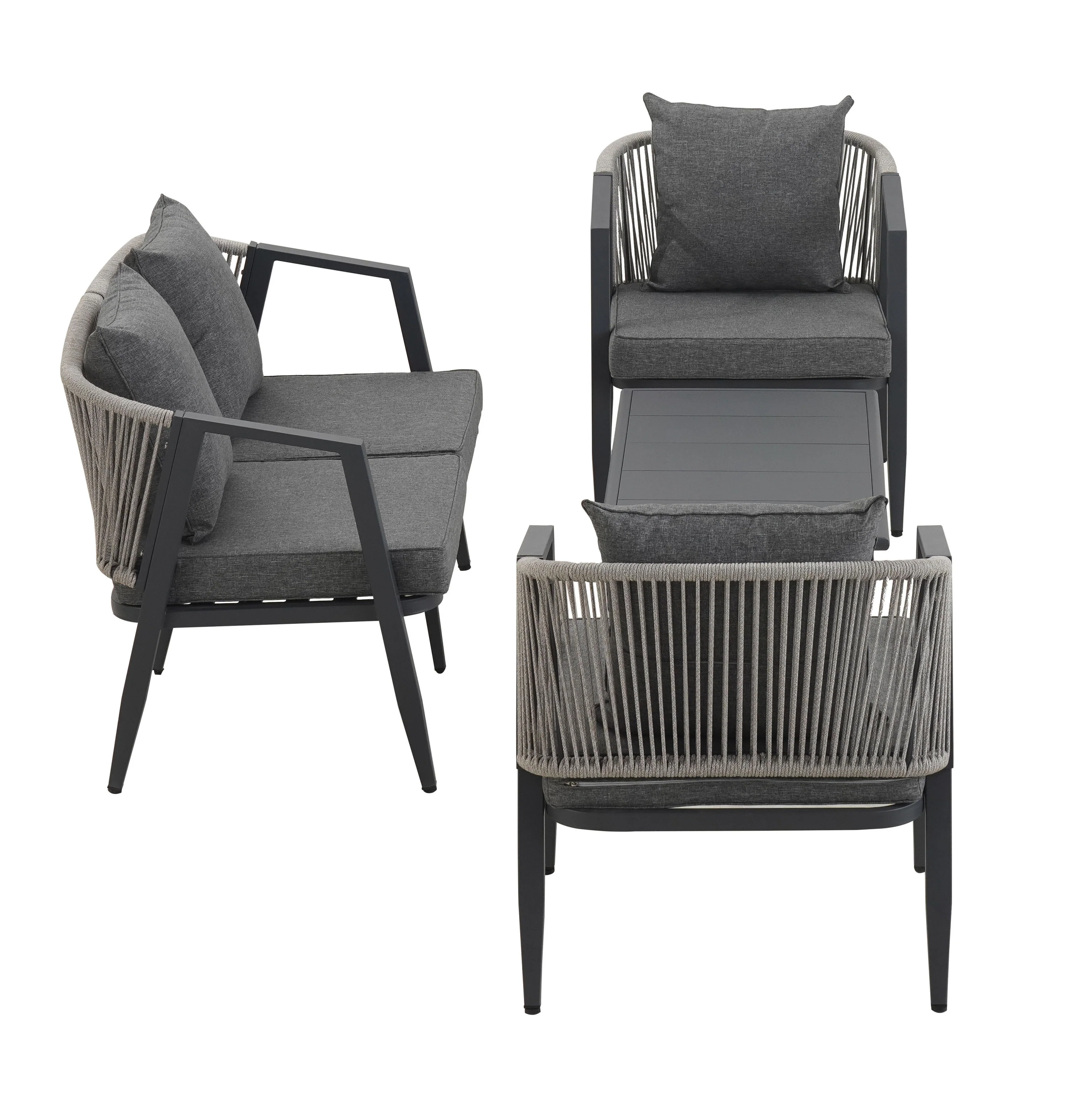 Curve Metal Rope Design Outdoor Loveseat Set - Image 7