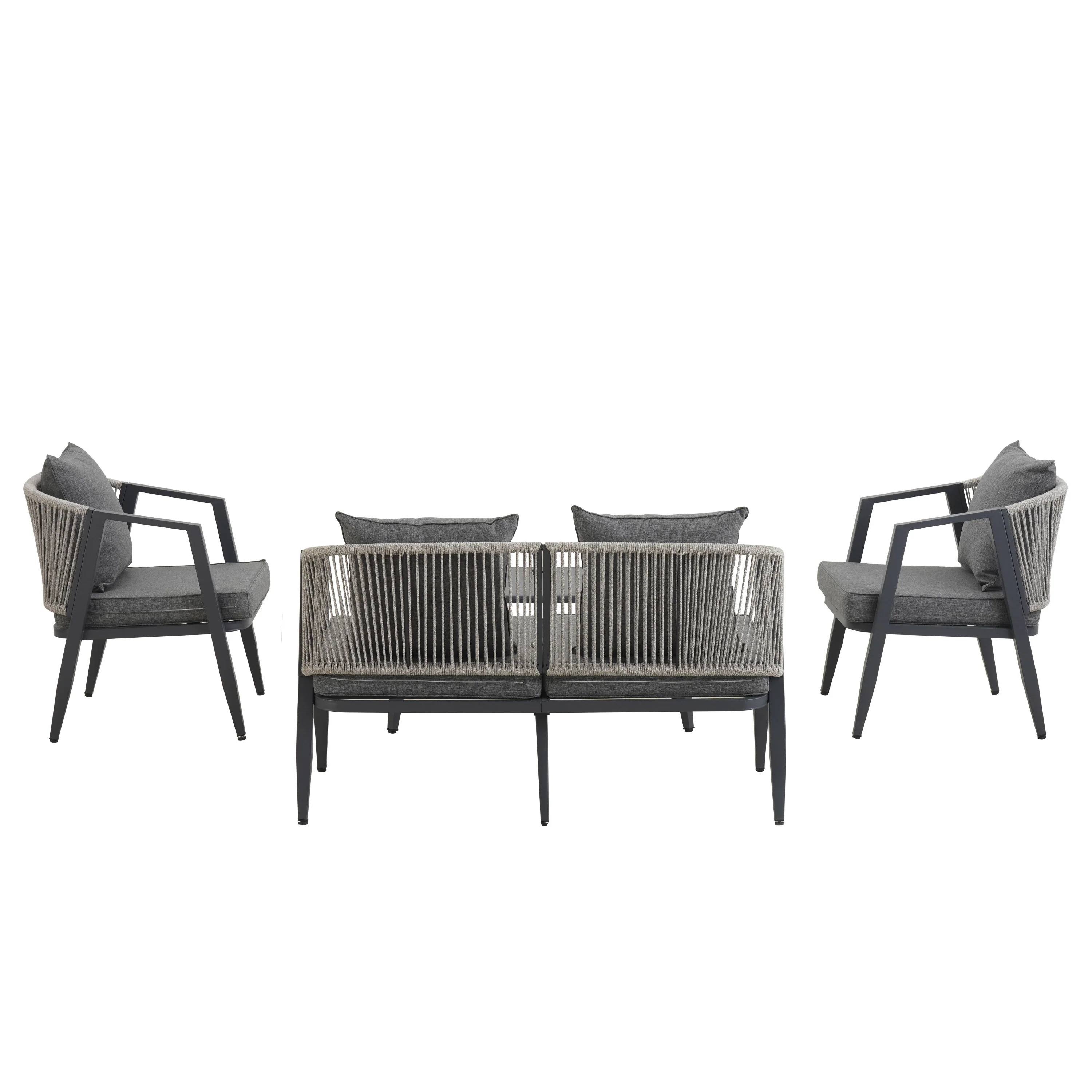 Curve Metal Rope Design Outdoor Loveseat Set - Image 8