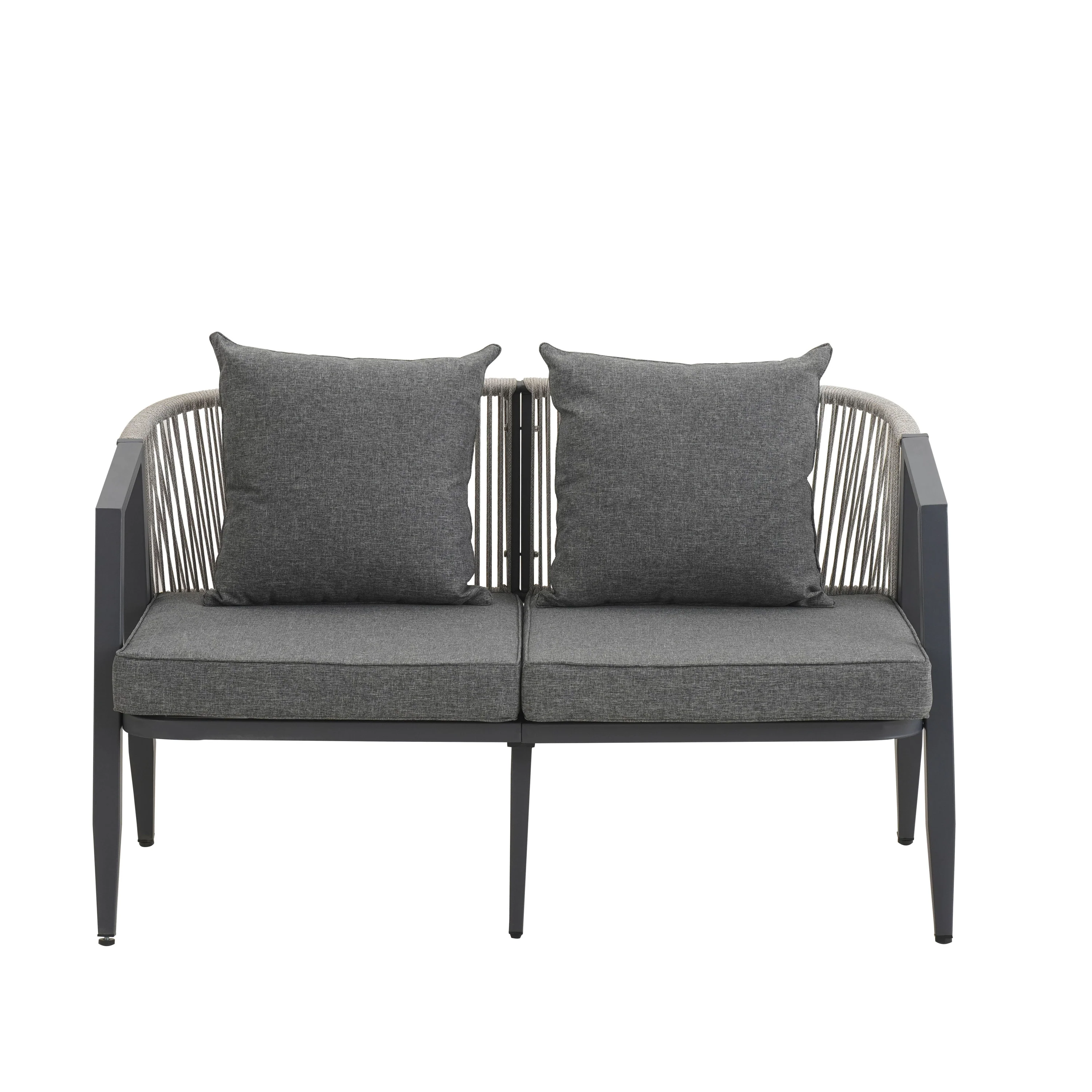 Curve Metal Rope Design Outdoor Loveseat Set - Image 9