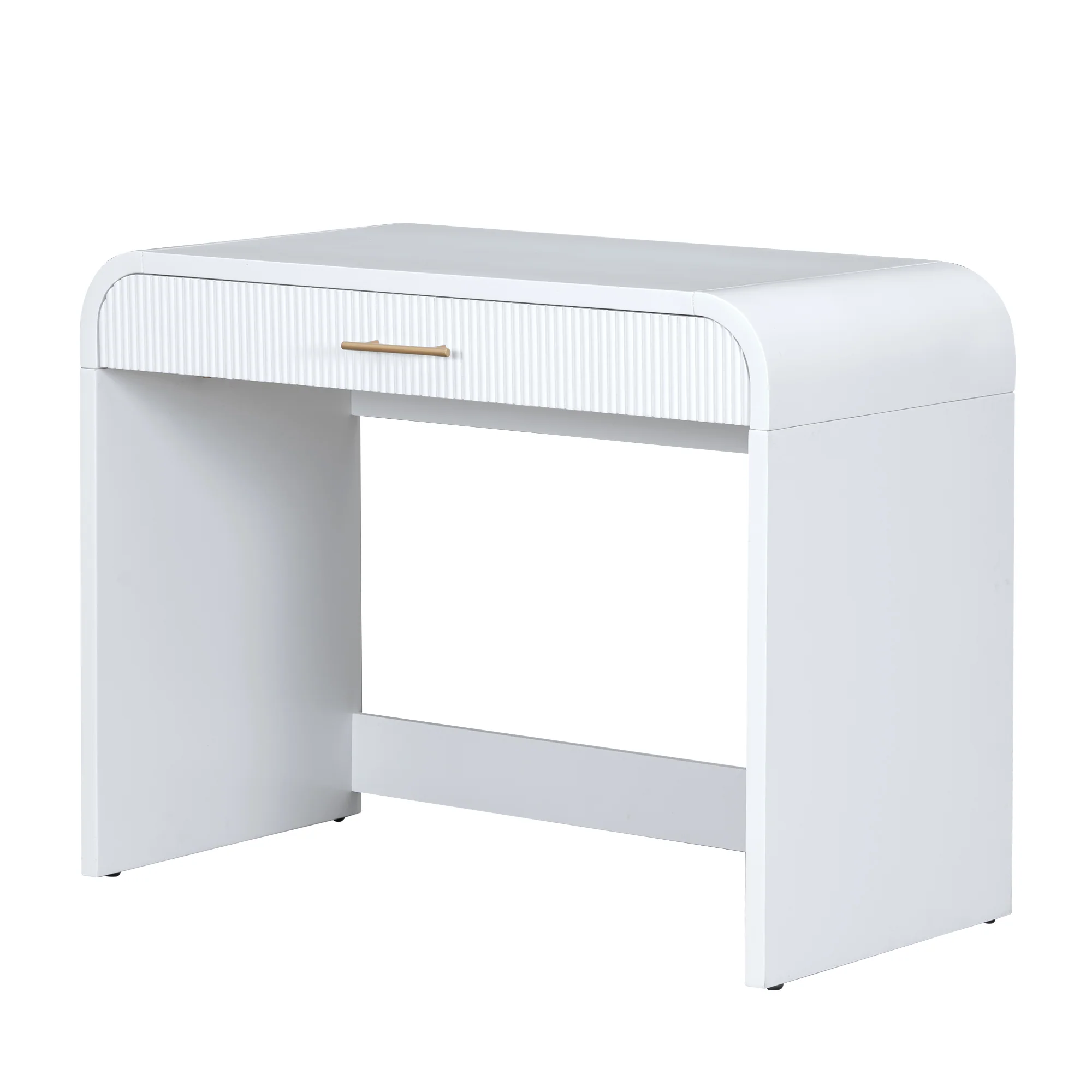 Walker Edison | Curve Reeded Makeup Vanity Table with Mirror Touch Screen Light - Image 15