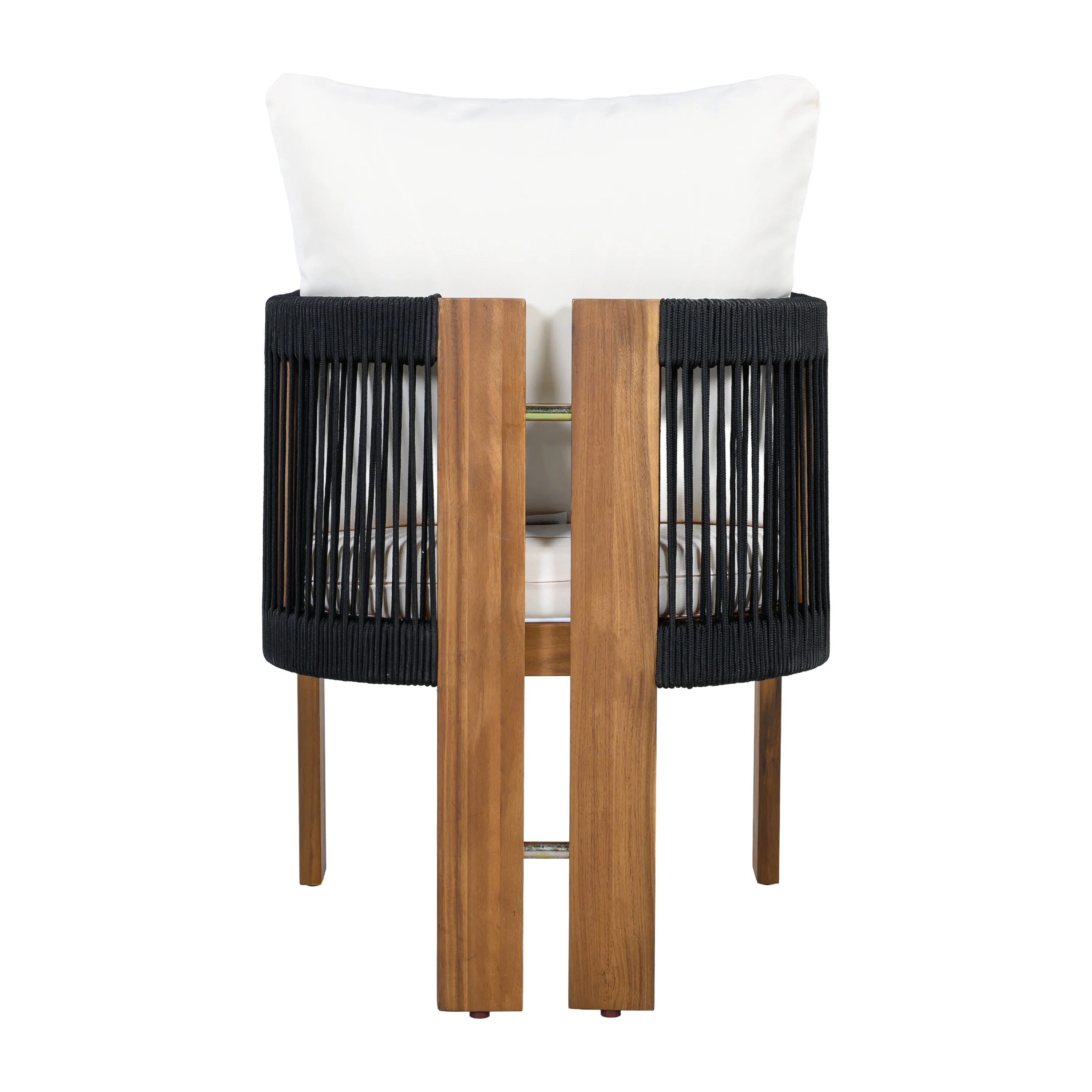 Curve Teak Wood Rope 5-Piece Outdoor Patio Dining Set for 4 - Image 19