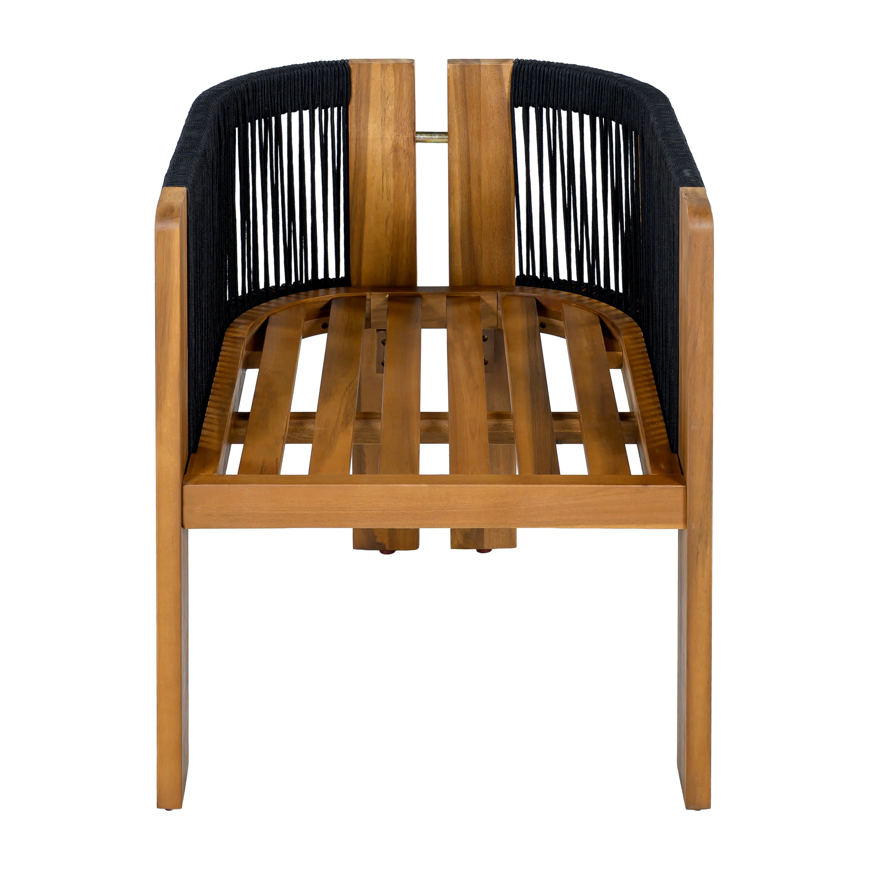 Curve Teak Wood Rope 5-Piece Outdoor Patio Dining Set for 4 - Image 5