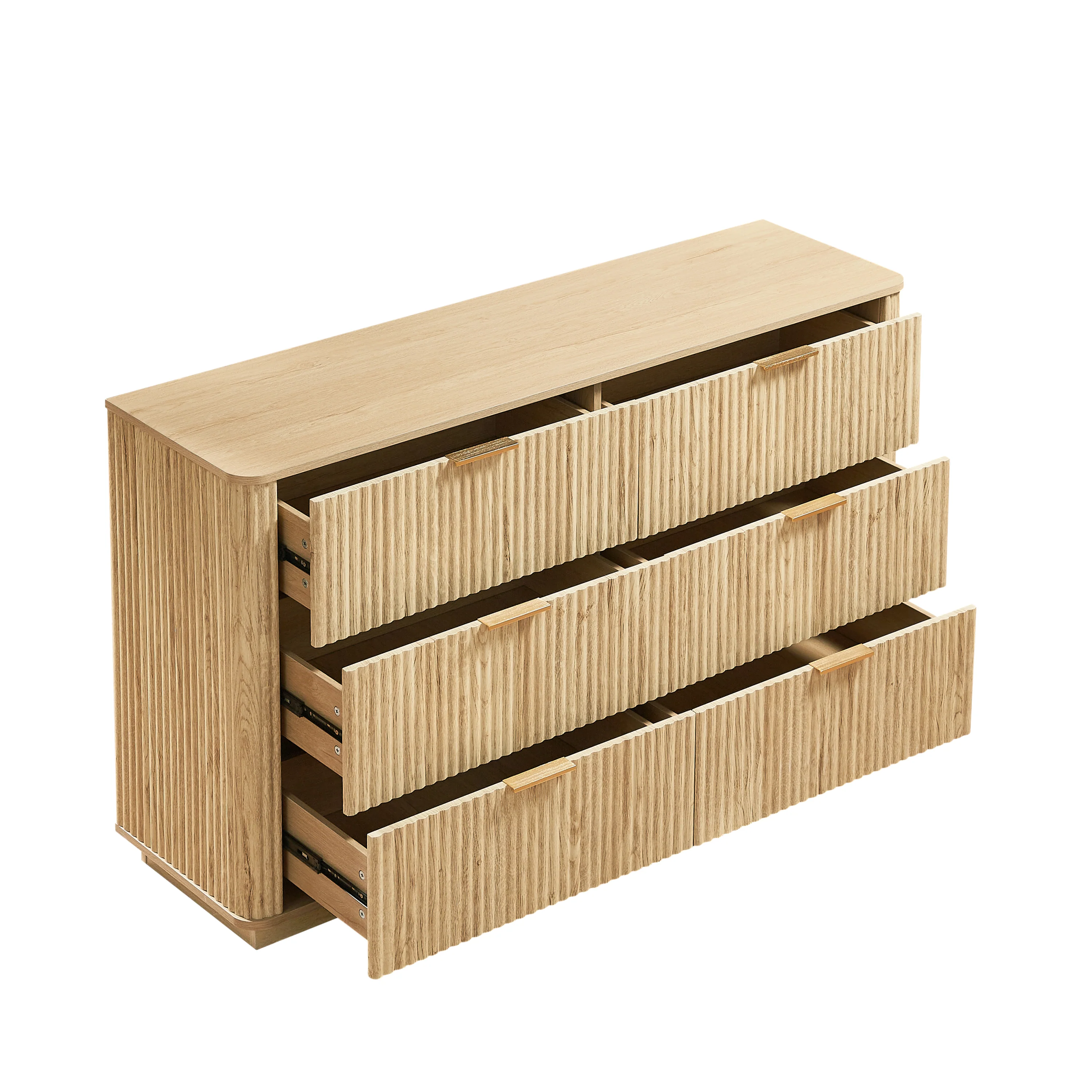 Curved wave Design Fluted 55' Wide Modern 6 Drawers Dresser - Image 10