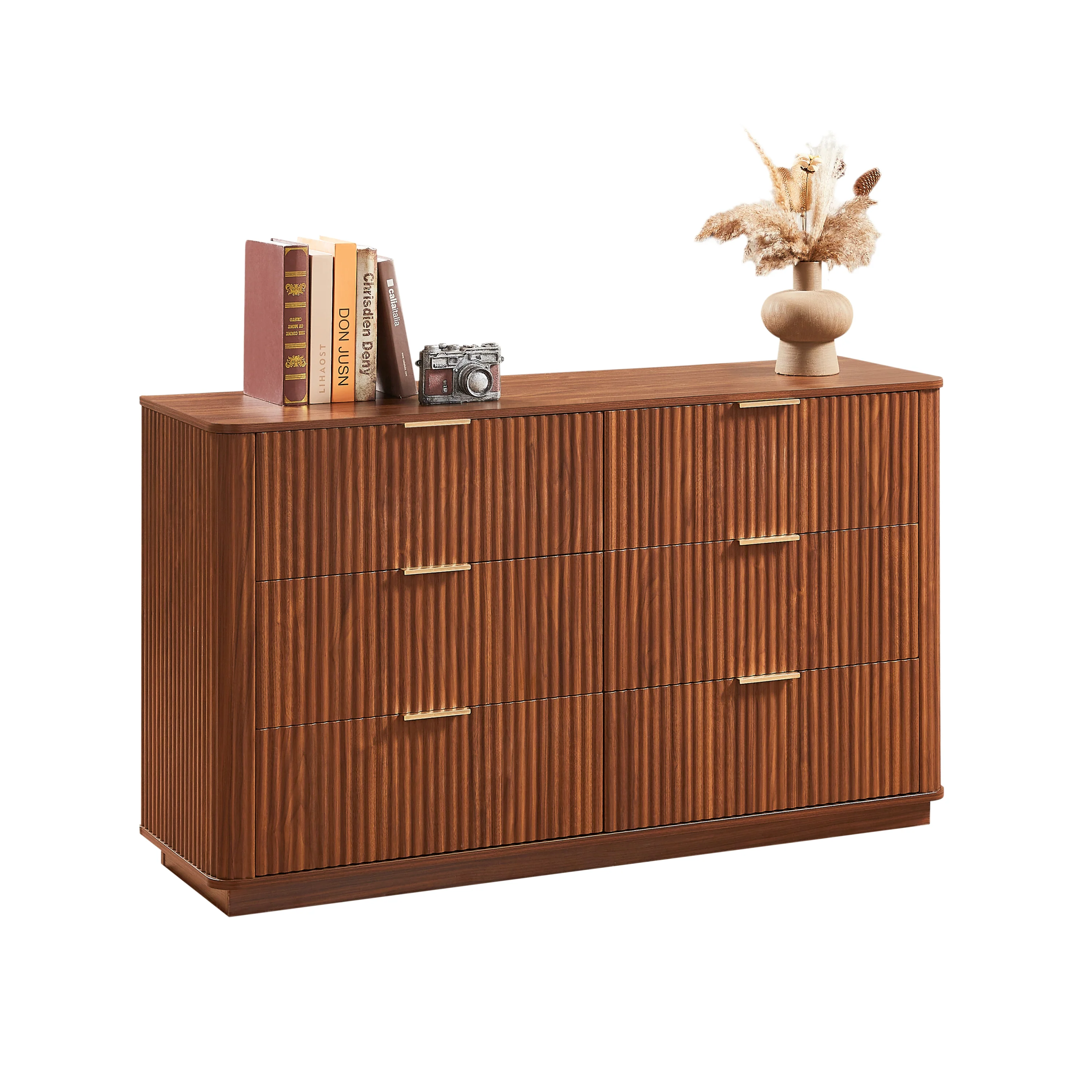 Curved wave Design Fluted 55' Wide Modern 6 Drawers Dresser - Image 22