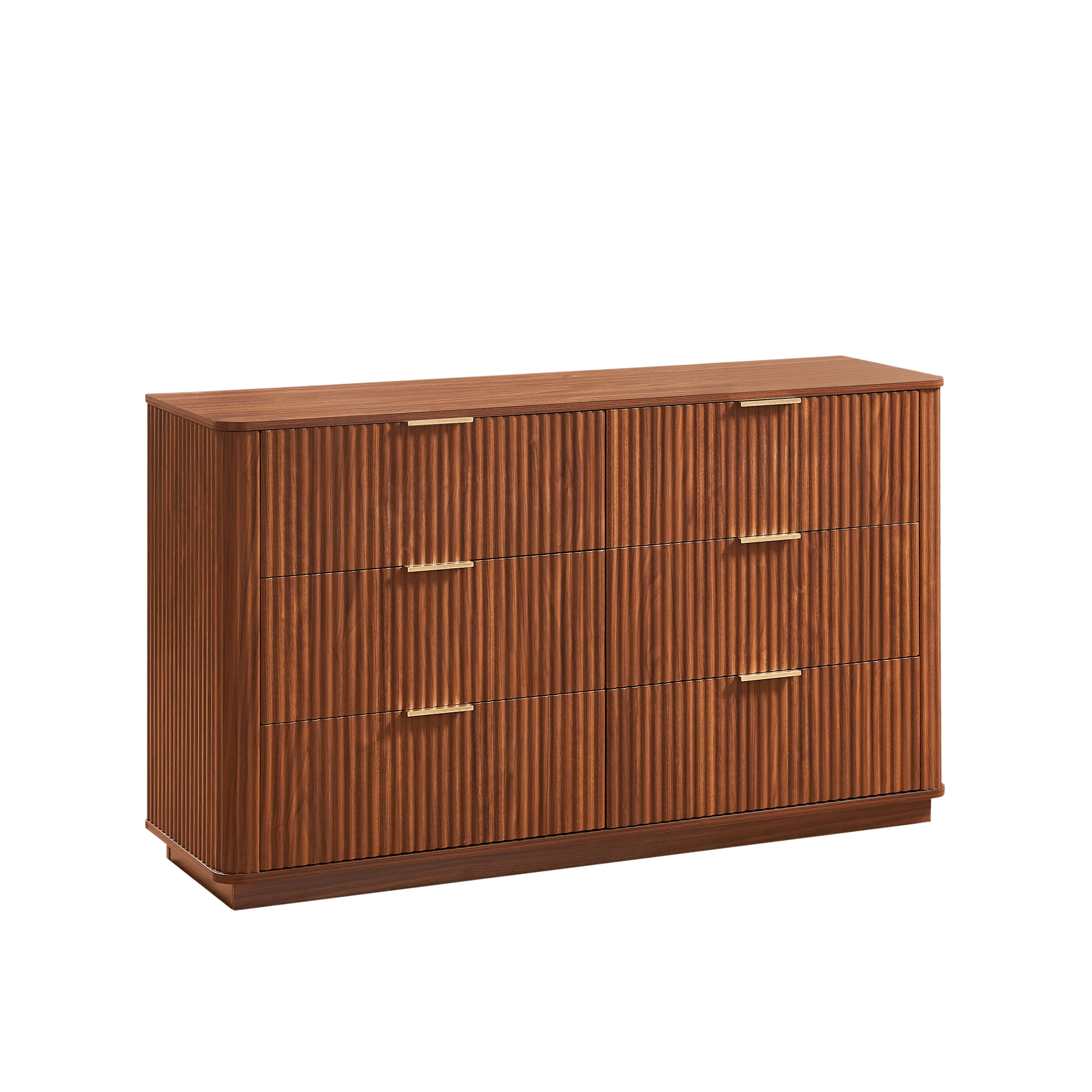Curved wave Design Fluted 55' Wide Modern 6 Drawers Dresser - Image 24