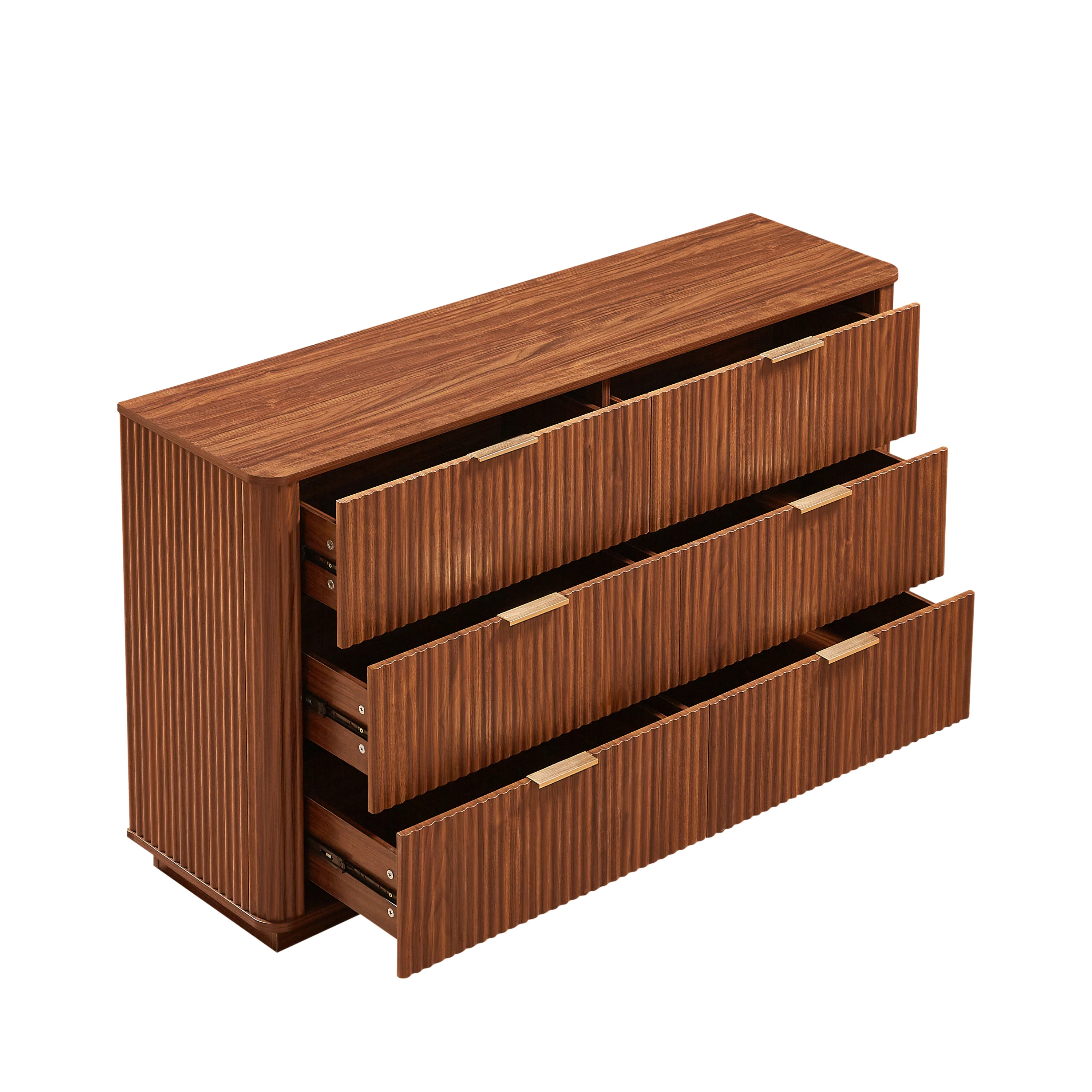 Curved wave Design Fluted 55' Wide Modern 6 Drawers Dresser - Image 25