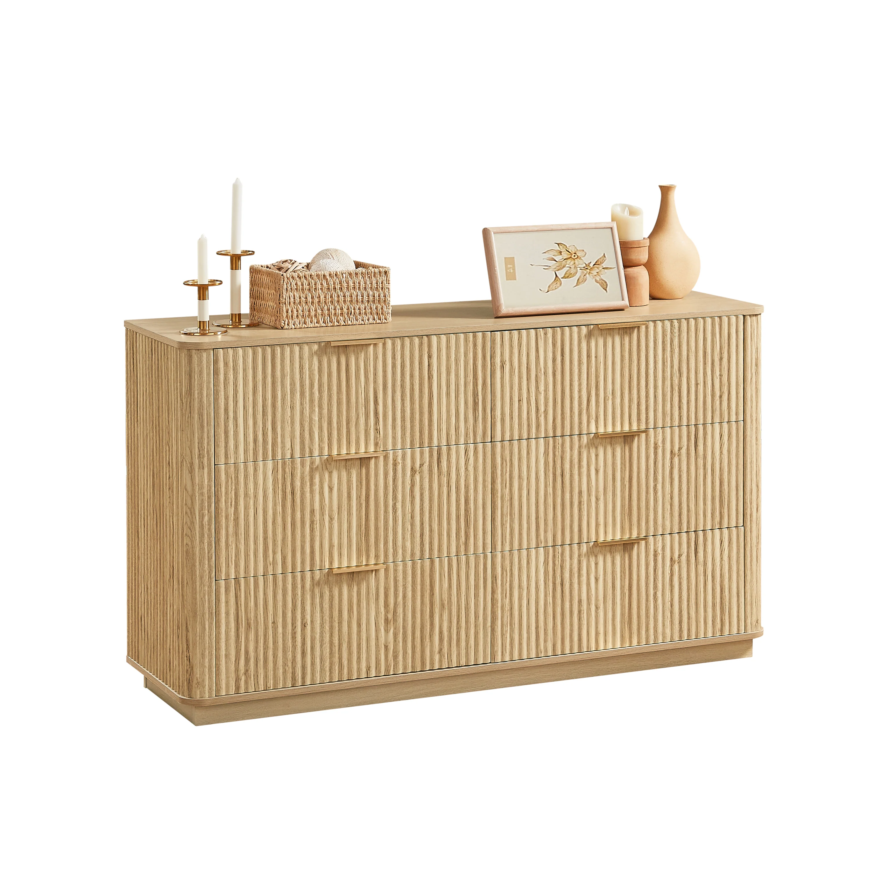 Curved wave Design Fluted 55' Wide Modern 6 Drawers Dresser - Image 7