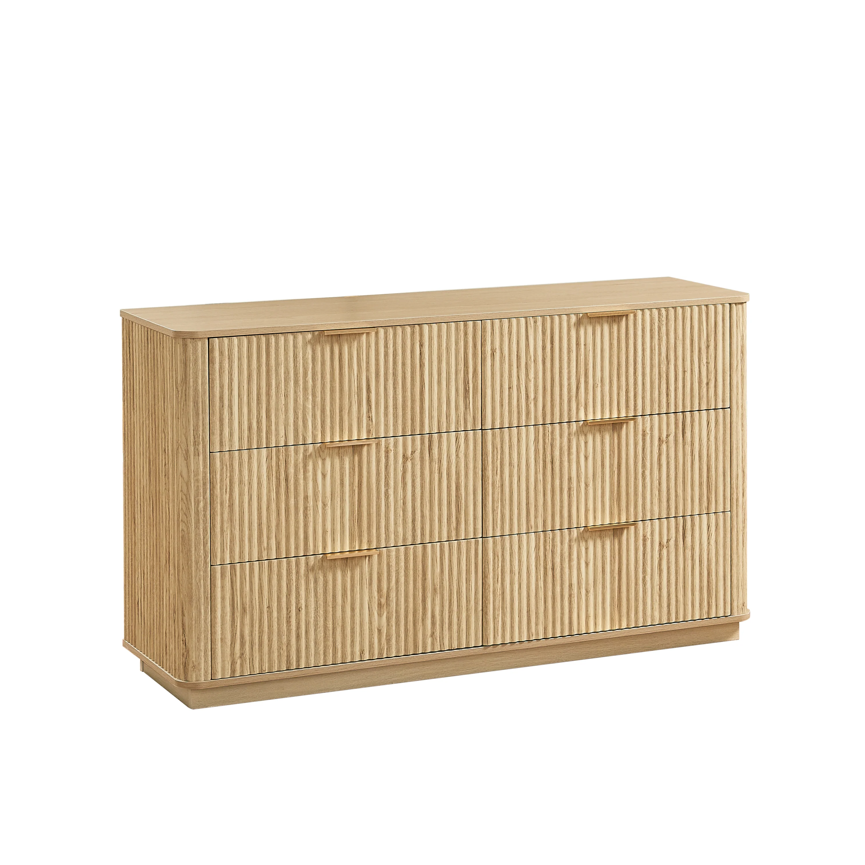 Curved wave Design Fluted 55' Wide Modern 6 Drawers Dresser - Image 9