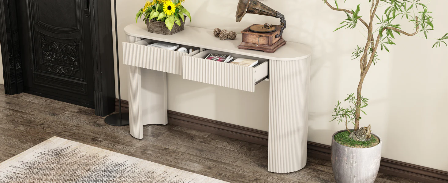 Walker Edison | Fluted Design Modern Console Entryway Table with Storage - Image 20
