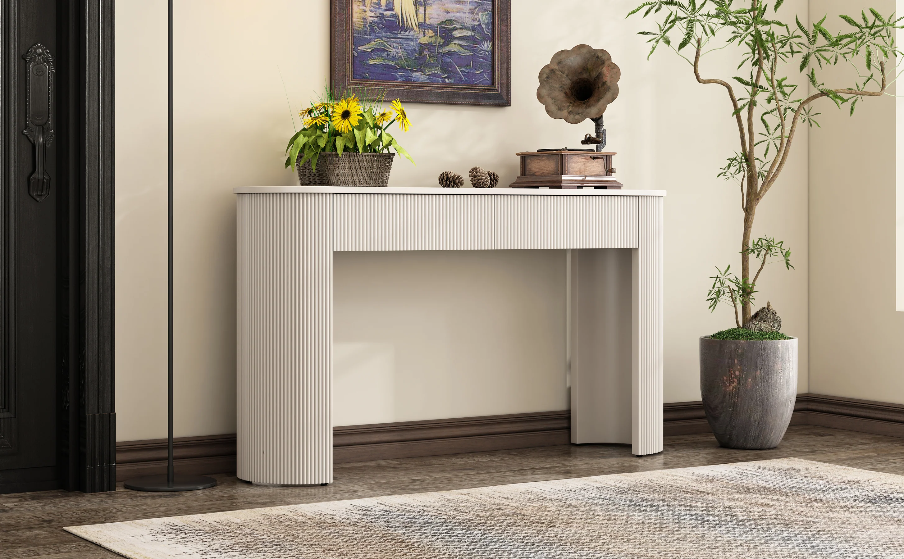Walker Edison | Fluted Design Modern Console Entryway Table with Storage - Image 22