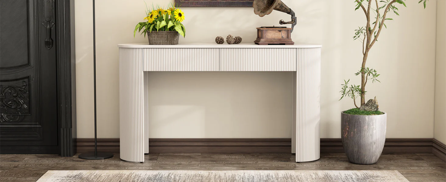 Walker Edison | Fluted Design Modern Console Entryway Table with Storage - Image 25