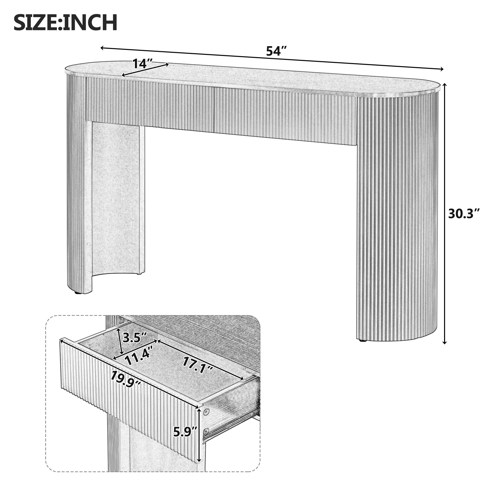 Walker Edison | Fluted Design Modern Console Entryway Table with Storage - Image 4