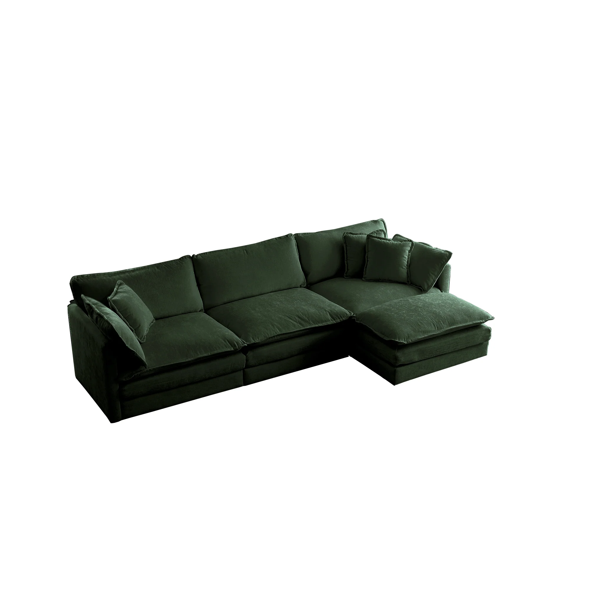 Walker Edison | Chenille Modular Cloud Couch with L-Shaped Sectional and Ottoman - Image 3