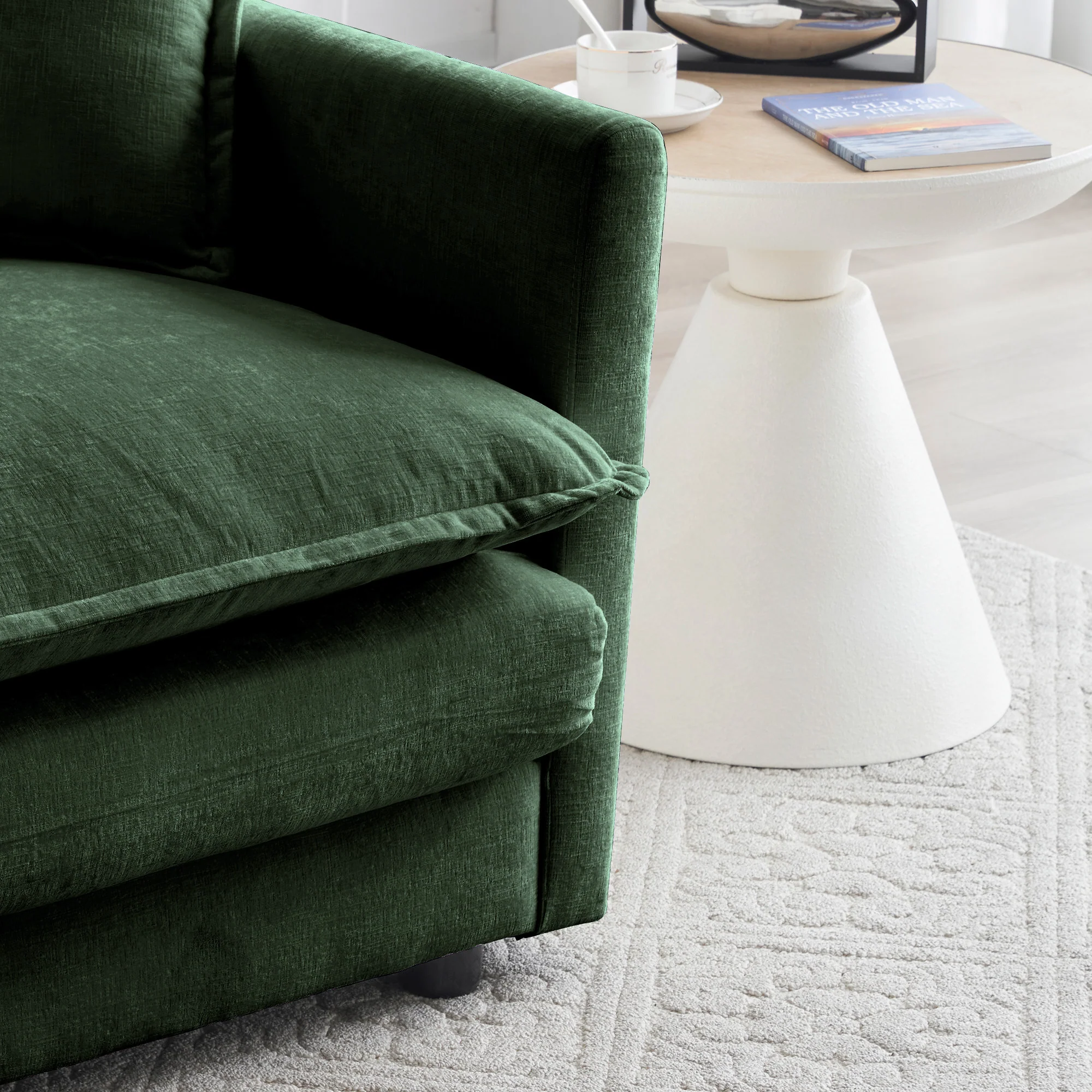 Green Cloud Pillow Top Chenille Upholstered Sofa Chair - Image 6