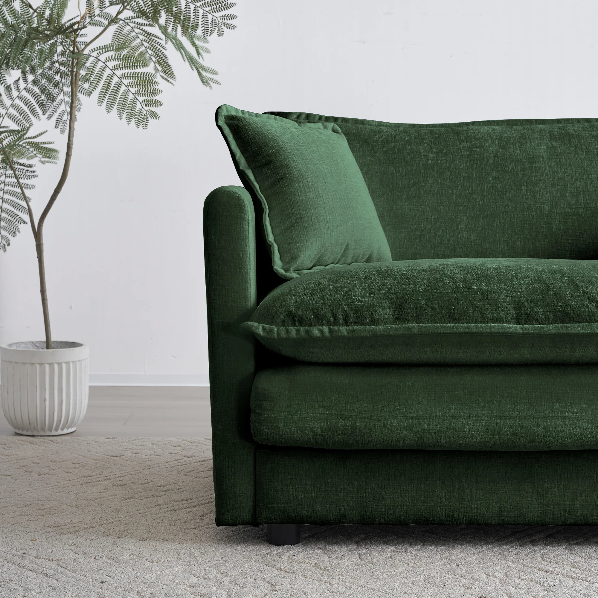 Green Cloud Pillow Top Chenille Upholstered Sofa Chair - Image 8