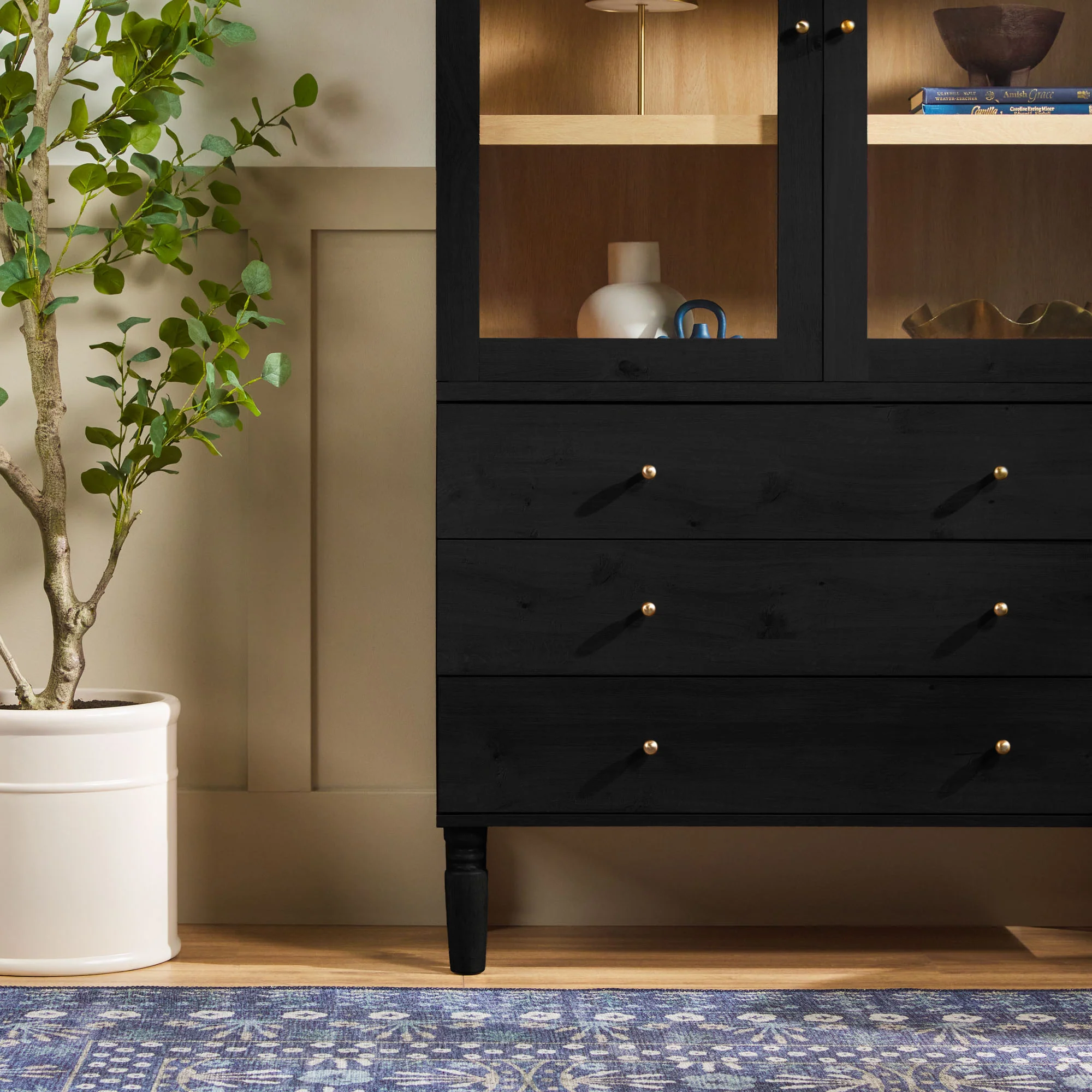 Darci Modern Arched Bookshelf Cabinet with Glass Doors - Image 23