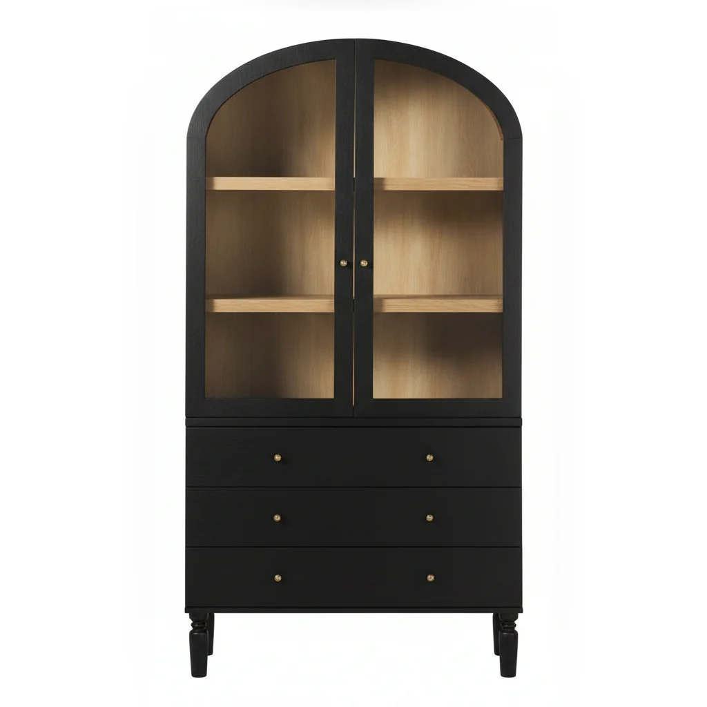 Darci Modern Arched Bookshelf Cabinet with Glass Doors - Image 30