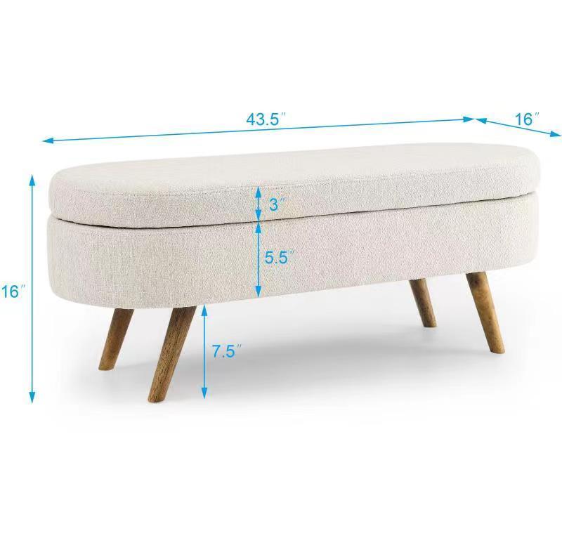 Walker Edison | Ottoman Oval Storage Bench - Image 12