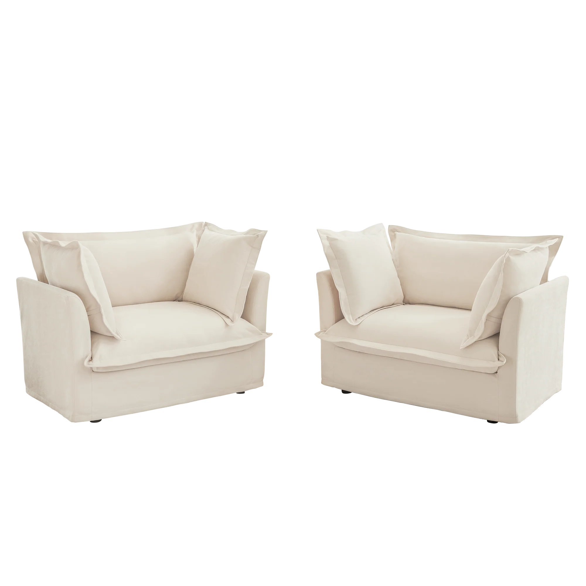Walker Edison | Deep Seat Slipcovered Accent Chair Set - Image 13