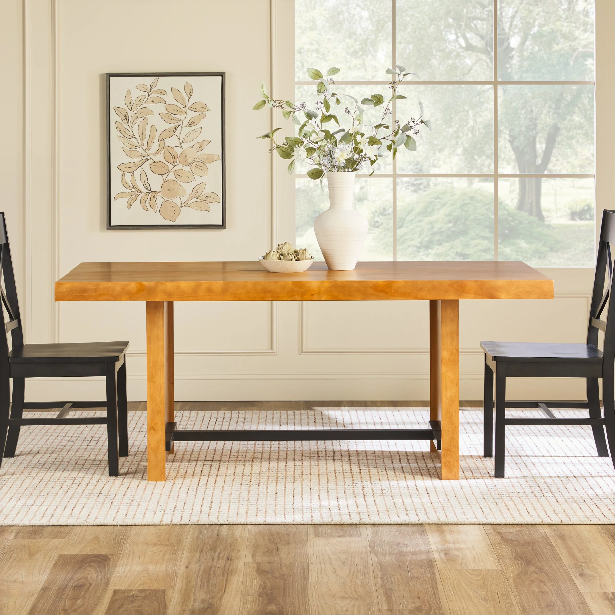 Dontae 72" Solid Wood Trestle Dining Table Seats 6 - Image 11