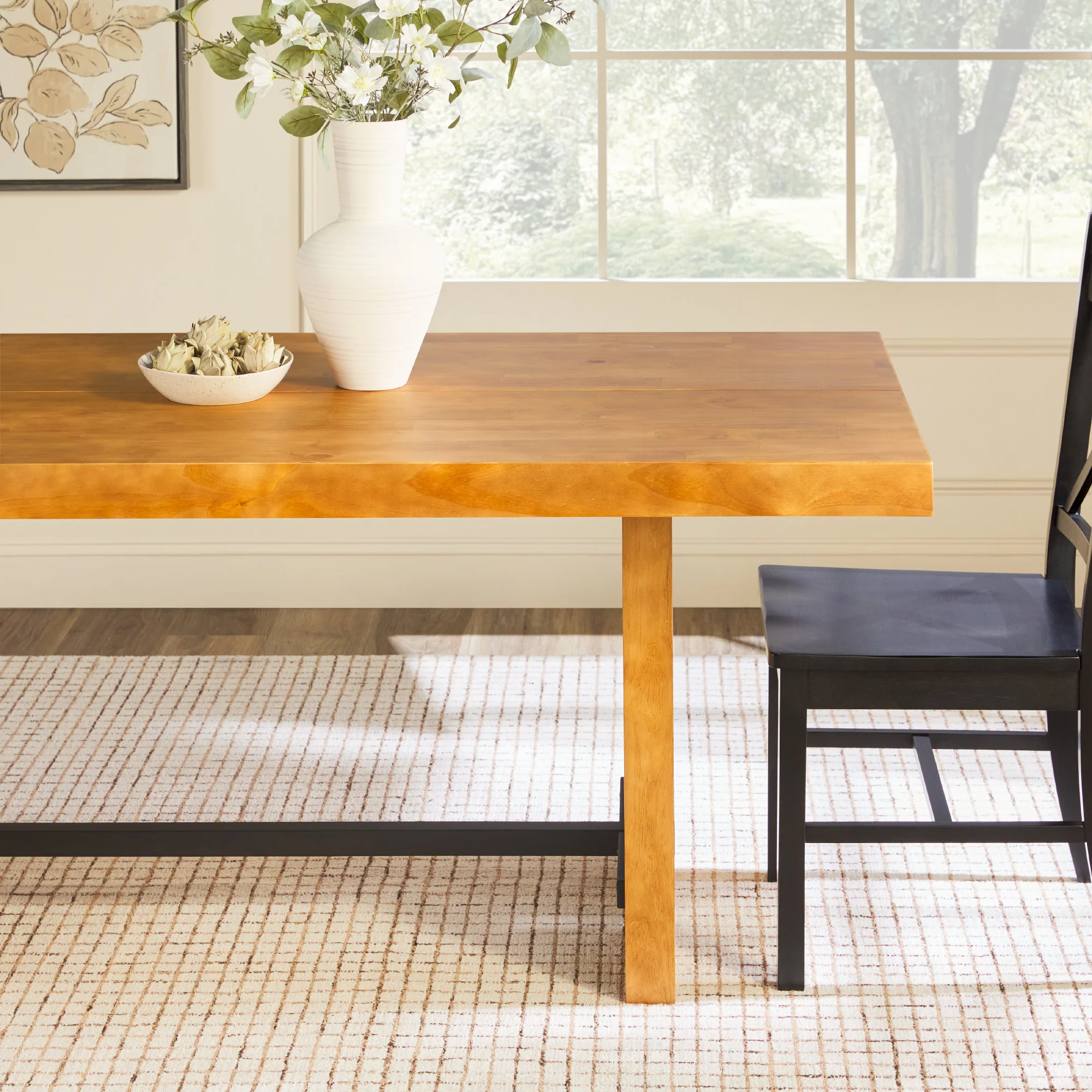 Dontae 72" Solid Wood Trestle Dining Table Seats 6 - Image 13