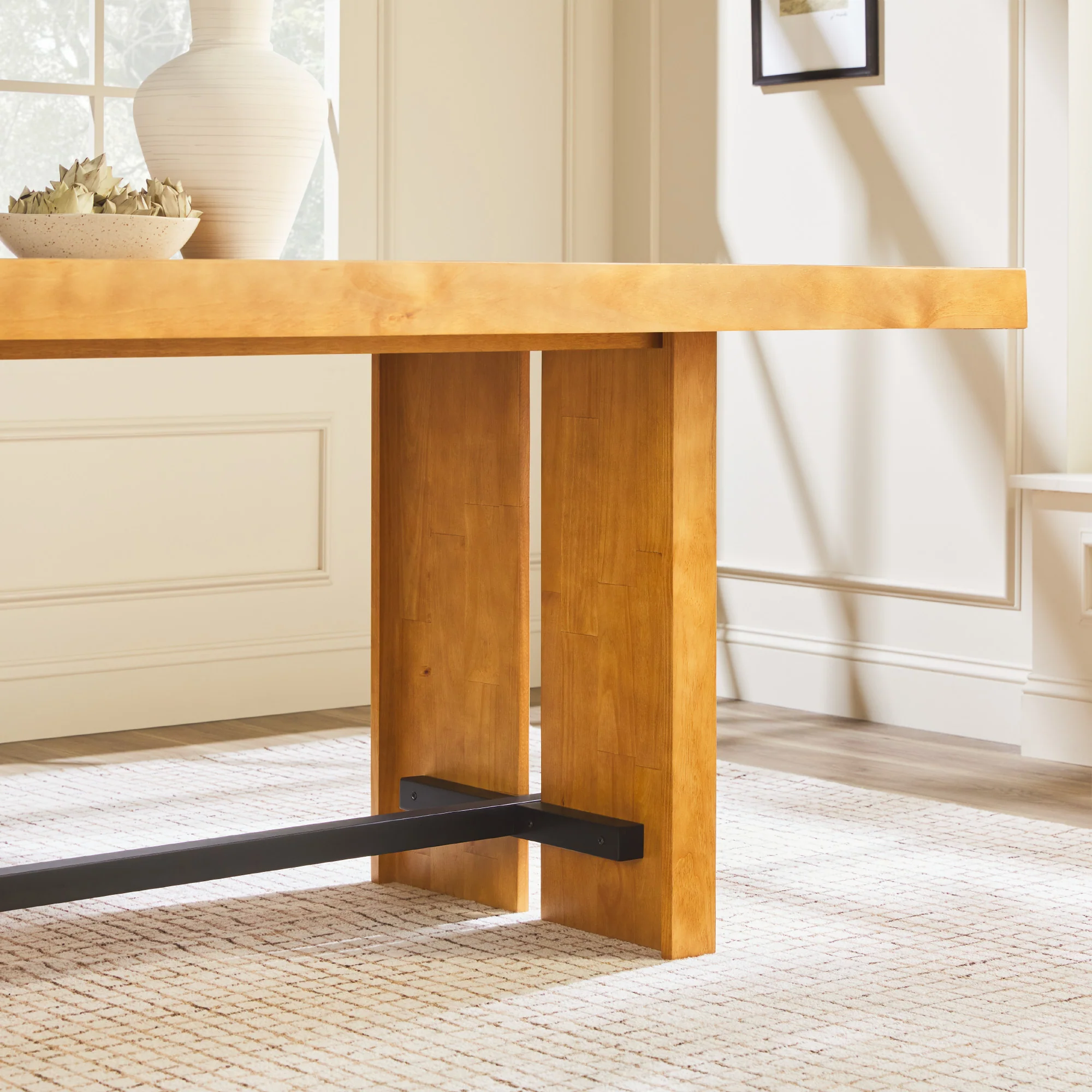 Dontae 72" Solid Wood Trestle Dining Table Seats 6 - Image 15