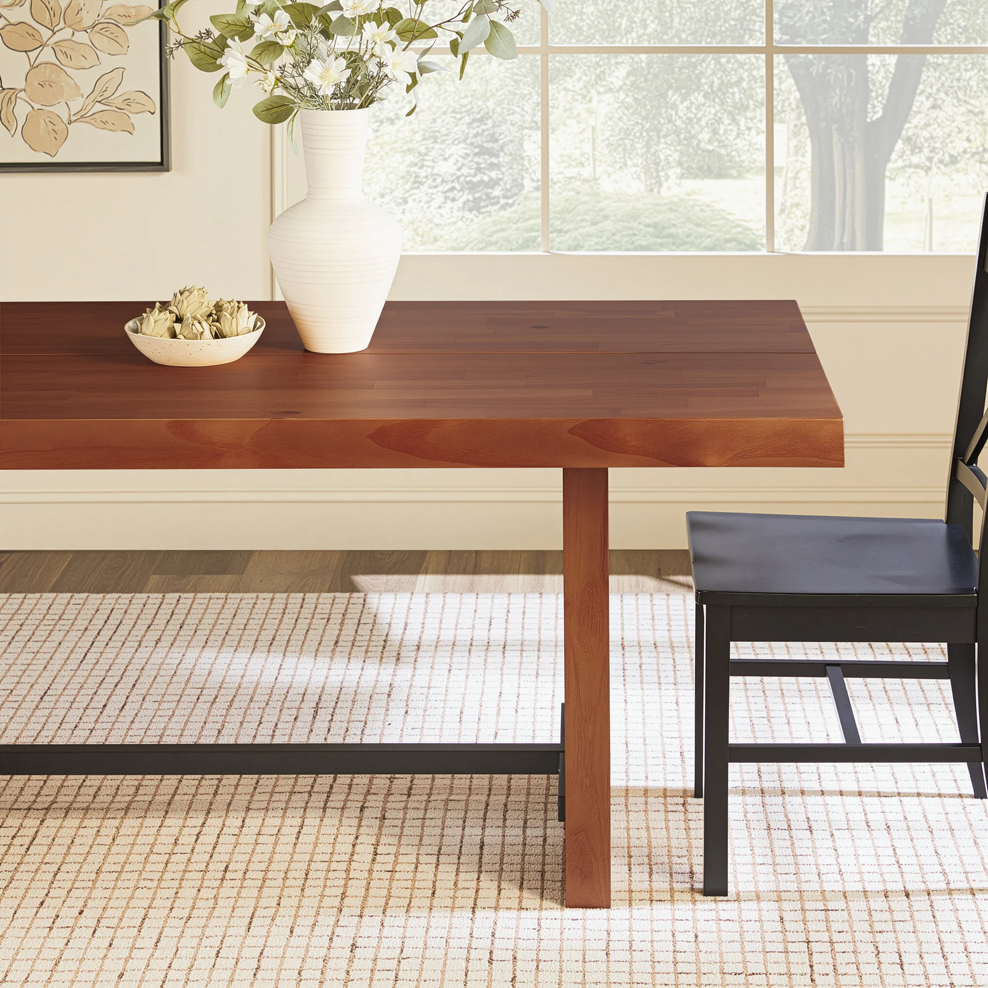 Dontae 72" Solid Wood Trestle Dining Table Seats 6 - Image 5