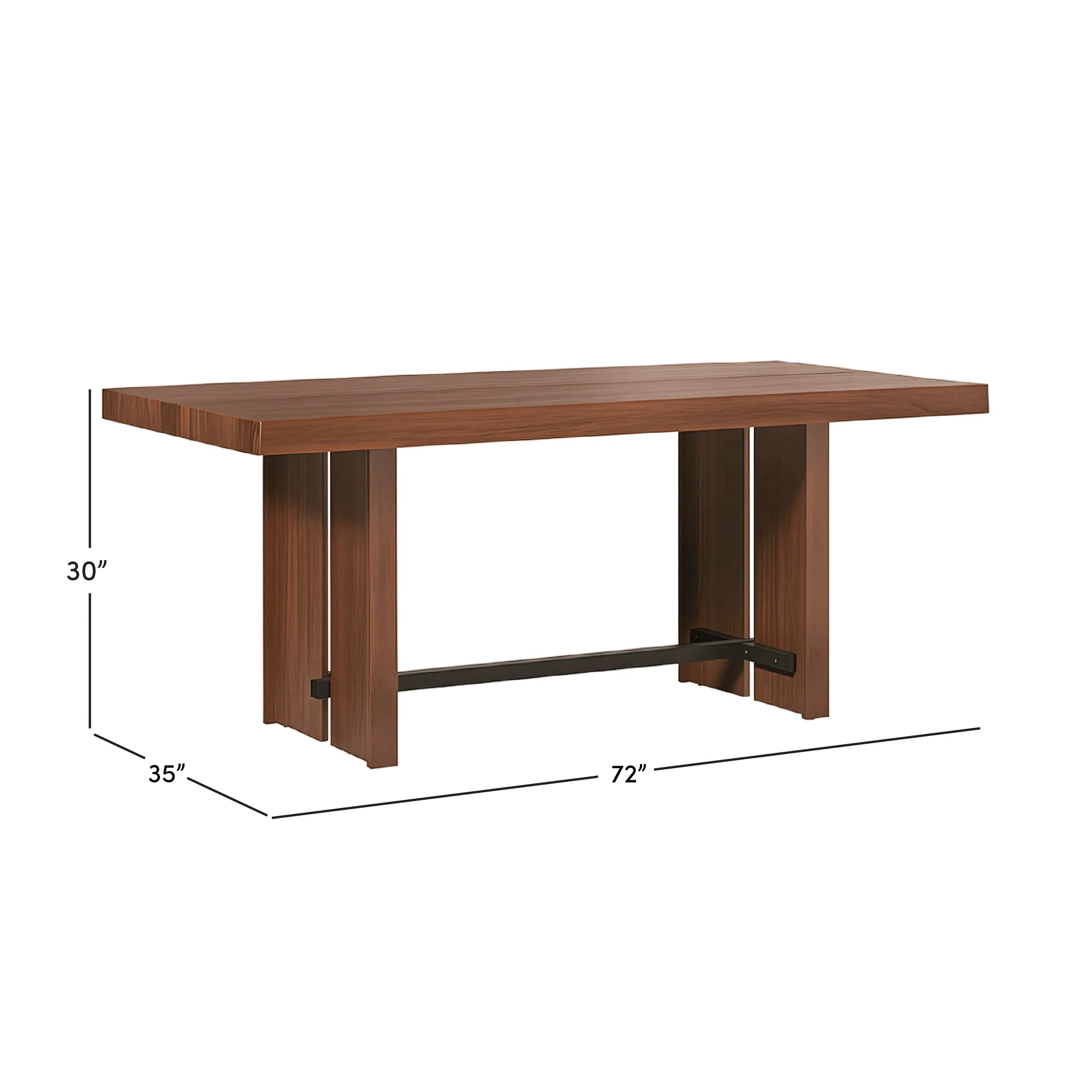 Dontae 72" Solid Wood Trestle Dining Table Seats 6 - Image 7