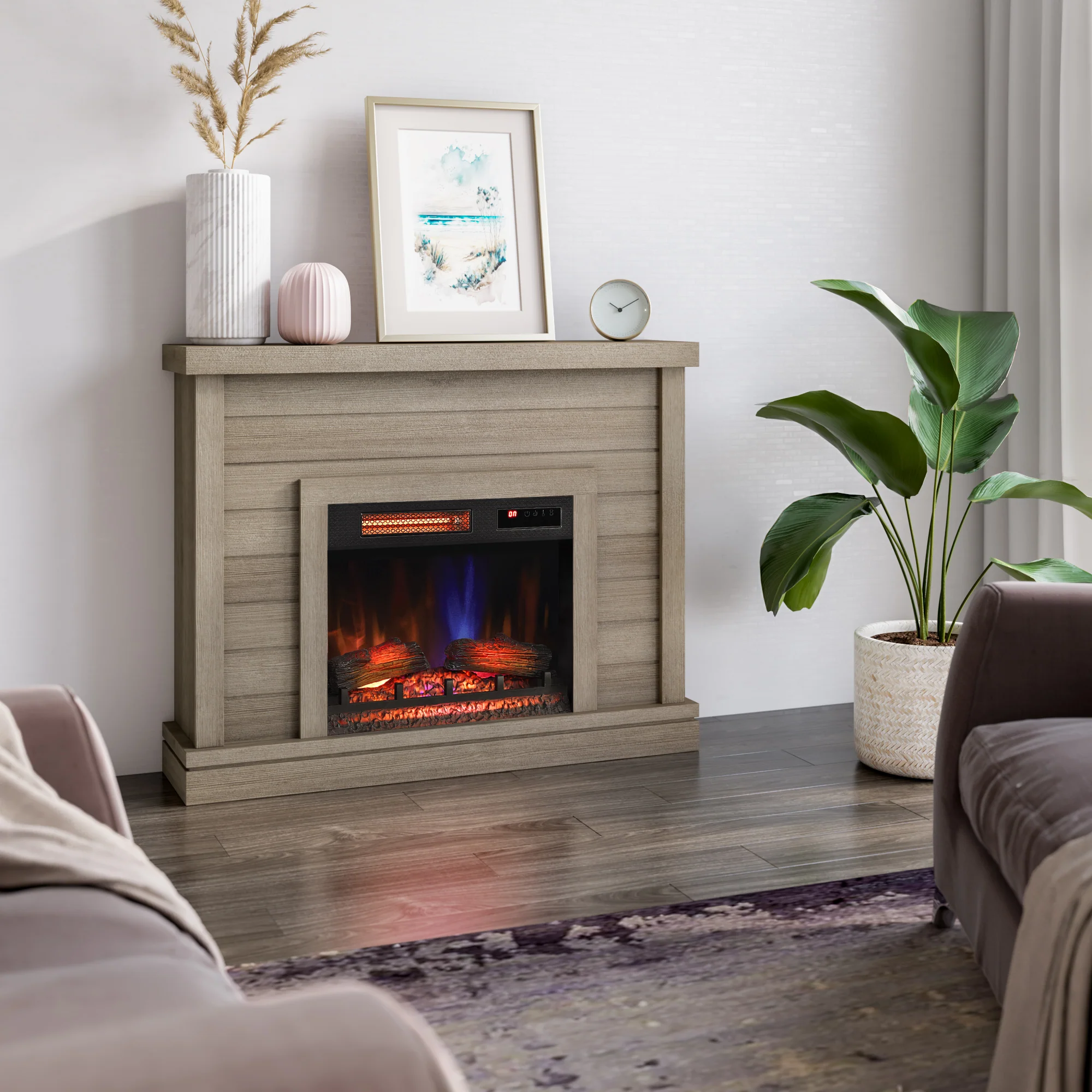 duraflame® Electric Fireplace Shiplap Wall Mantel