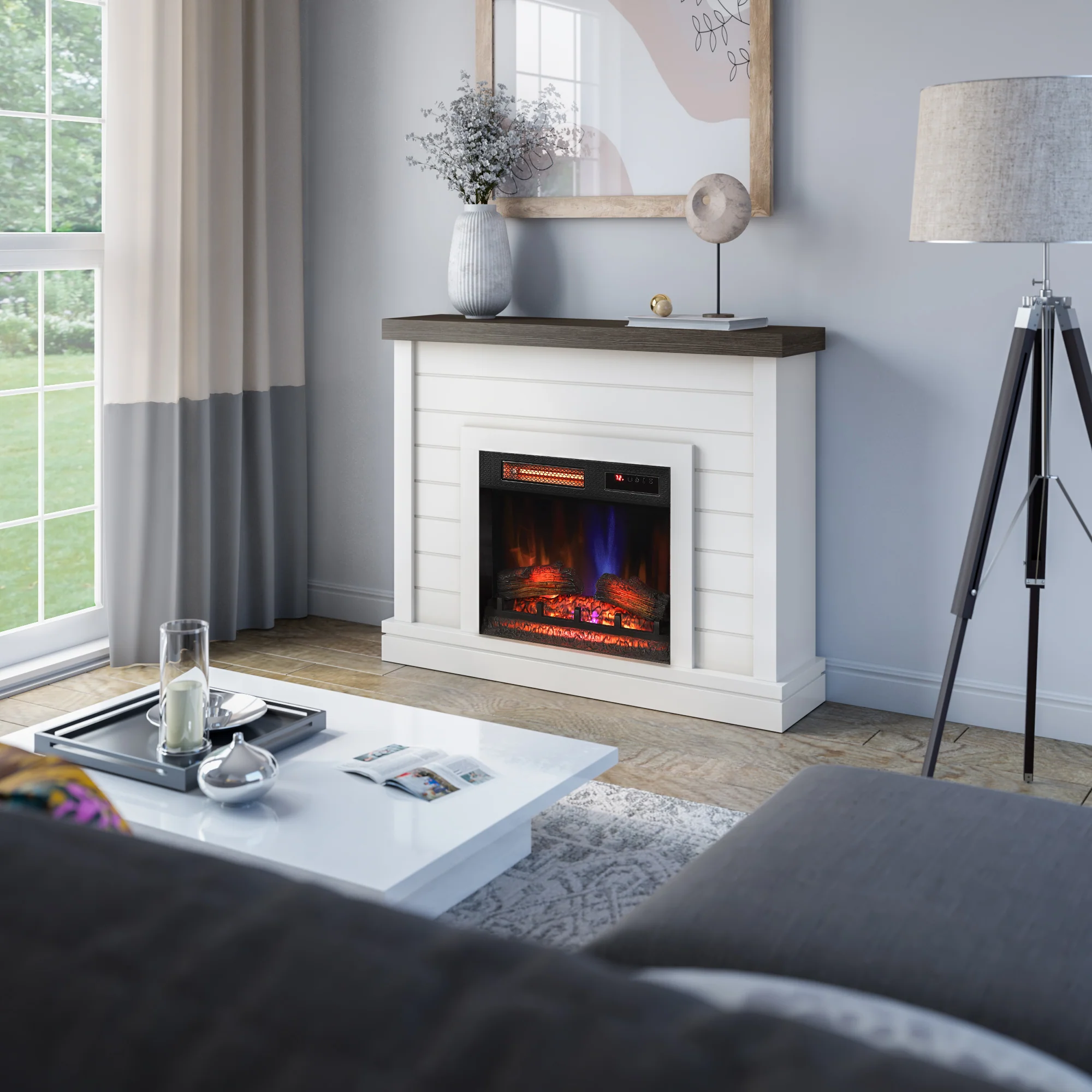 duraflame® Electric Fireplace Shiplap Wall Mantel - Image 2