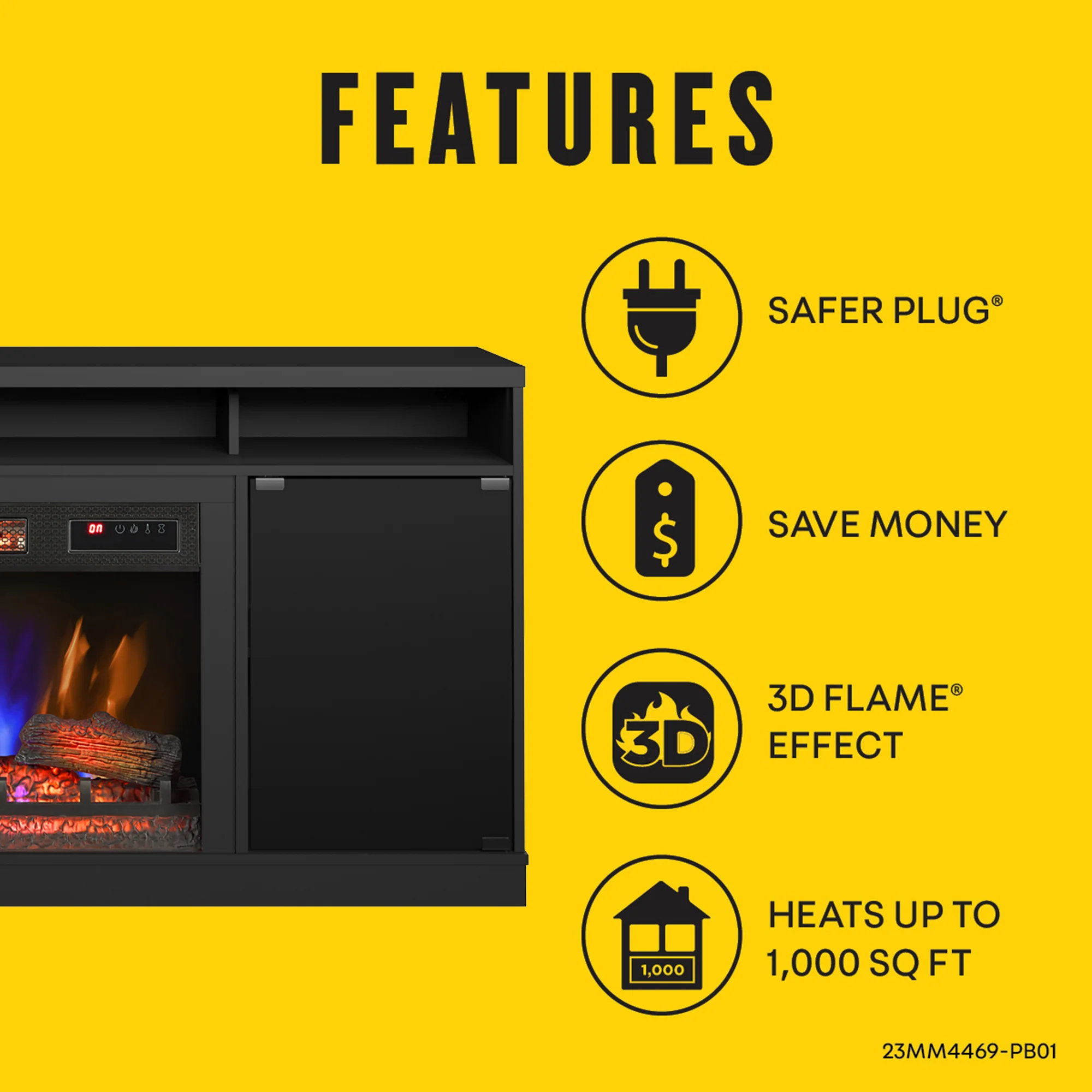 duraflame® Electric Fireplace TV Stand with Modern LED Accent Lighting & Remote - Image 2