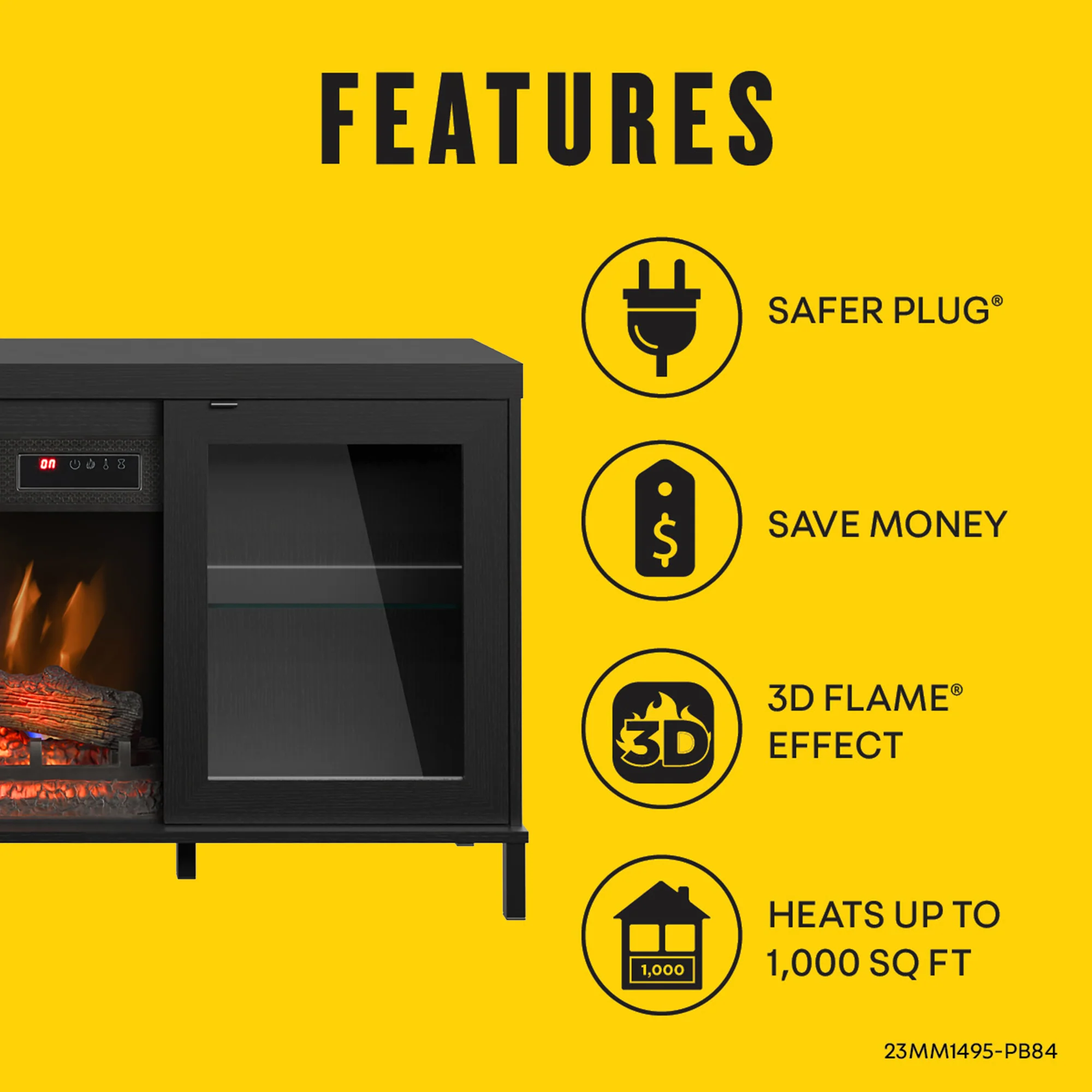 duraflame® Electric Fireplace TV Stand with Modern LED Lights and Storage - Image 2