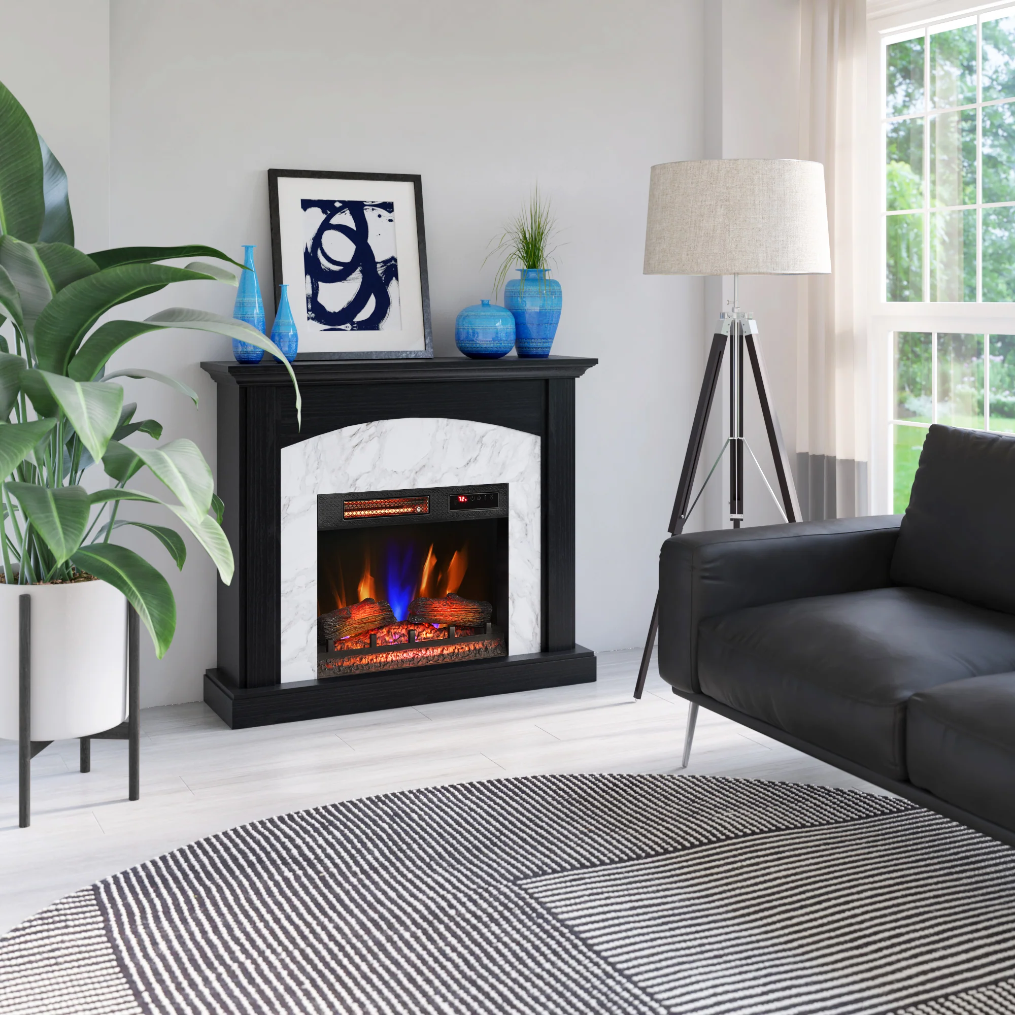 duraflame® Faux Marble Electric Fireplace Wall Mantel - Image 2