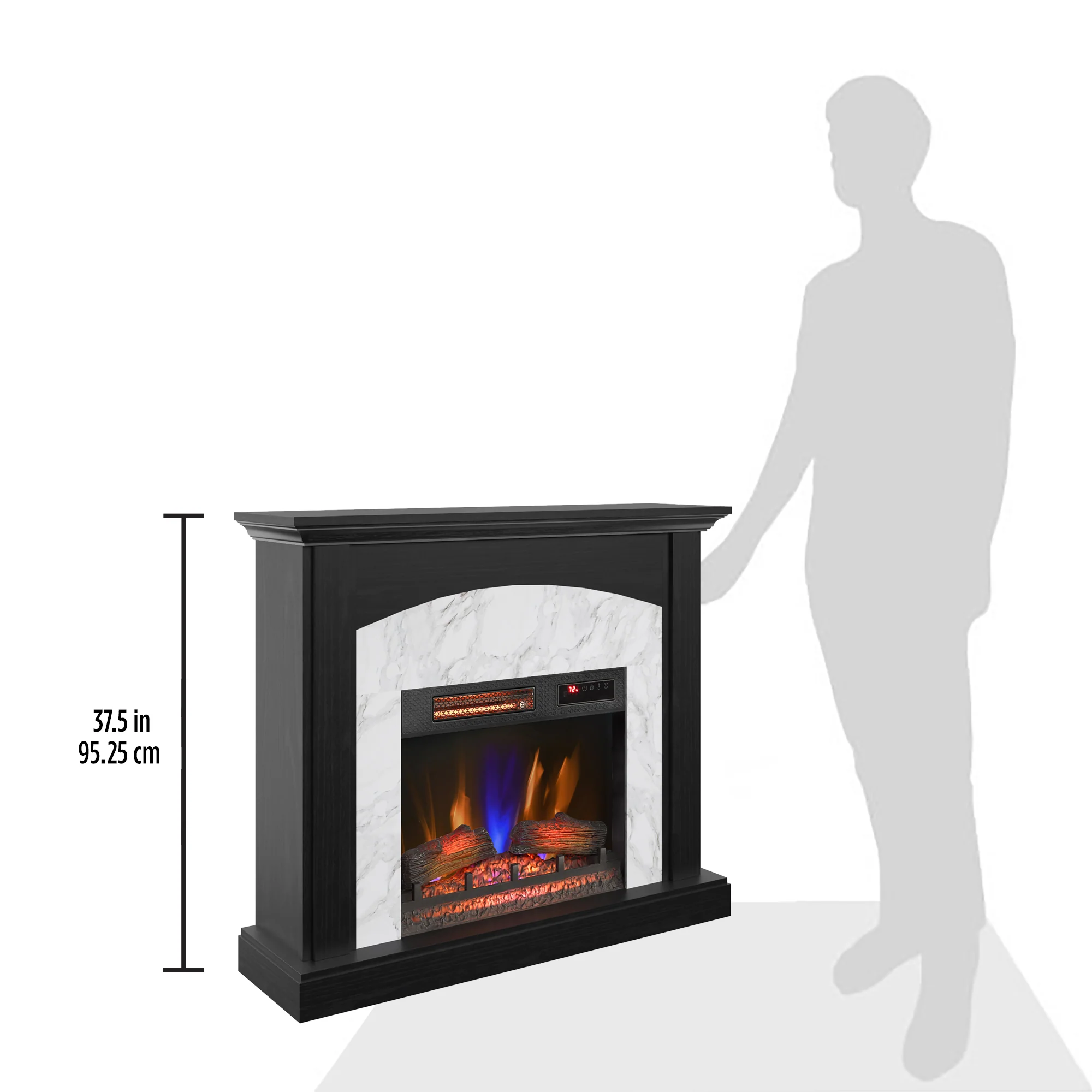 duraflame® Faux Marble Electric Fireplace Wall Mantel - Image 5