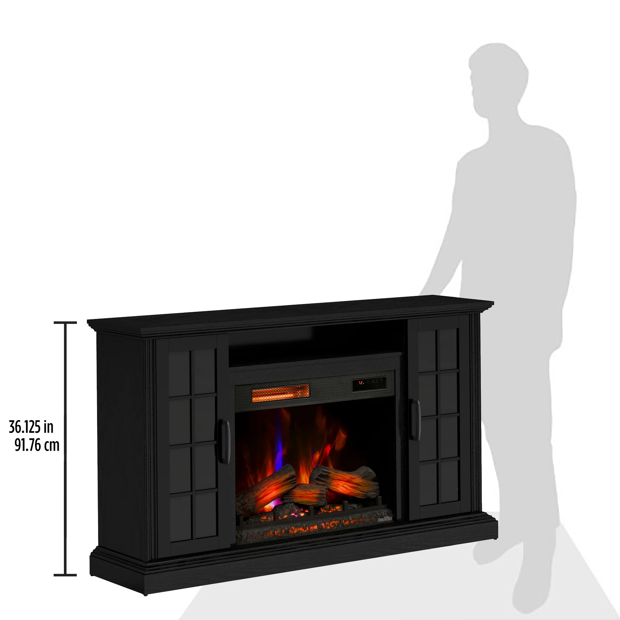 duraflame® Windowpane Glass Door Electric Fireplace TV Stand Media Console - Image 5